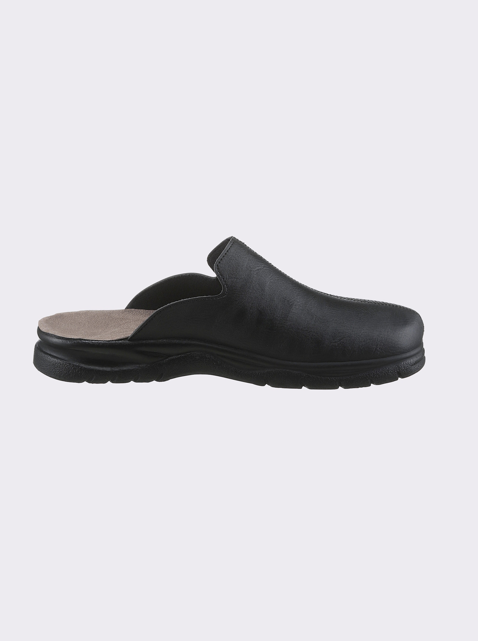 Pantoffel aus Leder-Imitat - schwarz