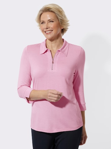 Poloshirt mit Glitzersteinchen - rosé
