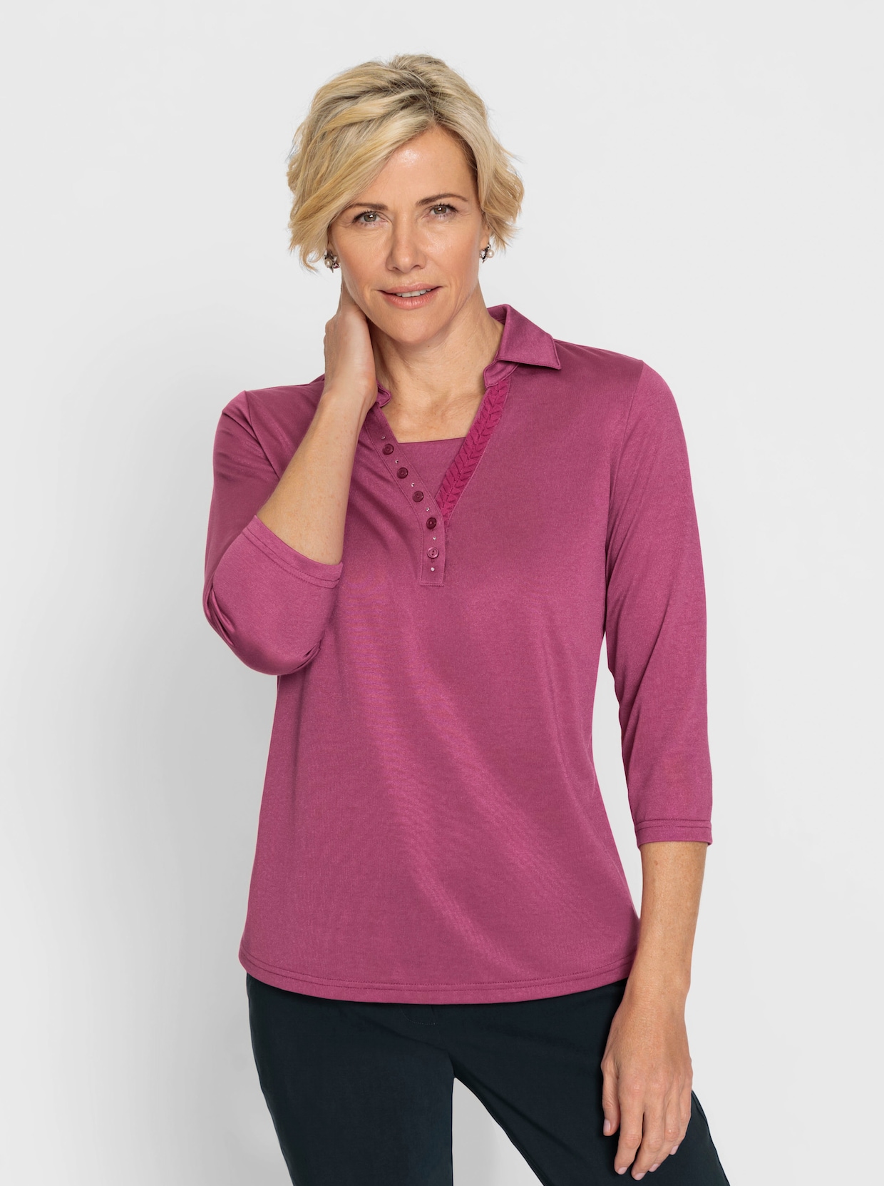 Shirt met 3/4-mouw - heide
