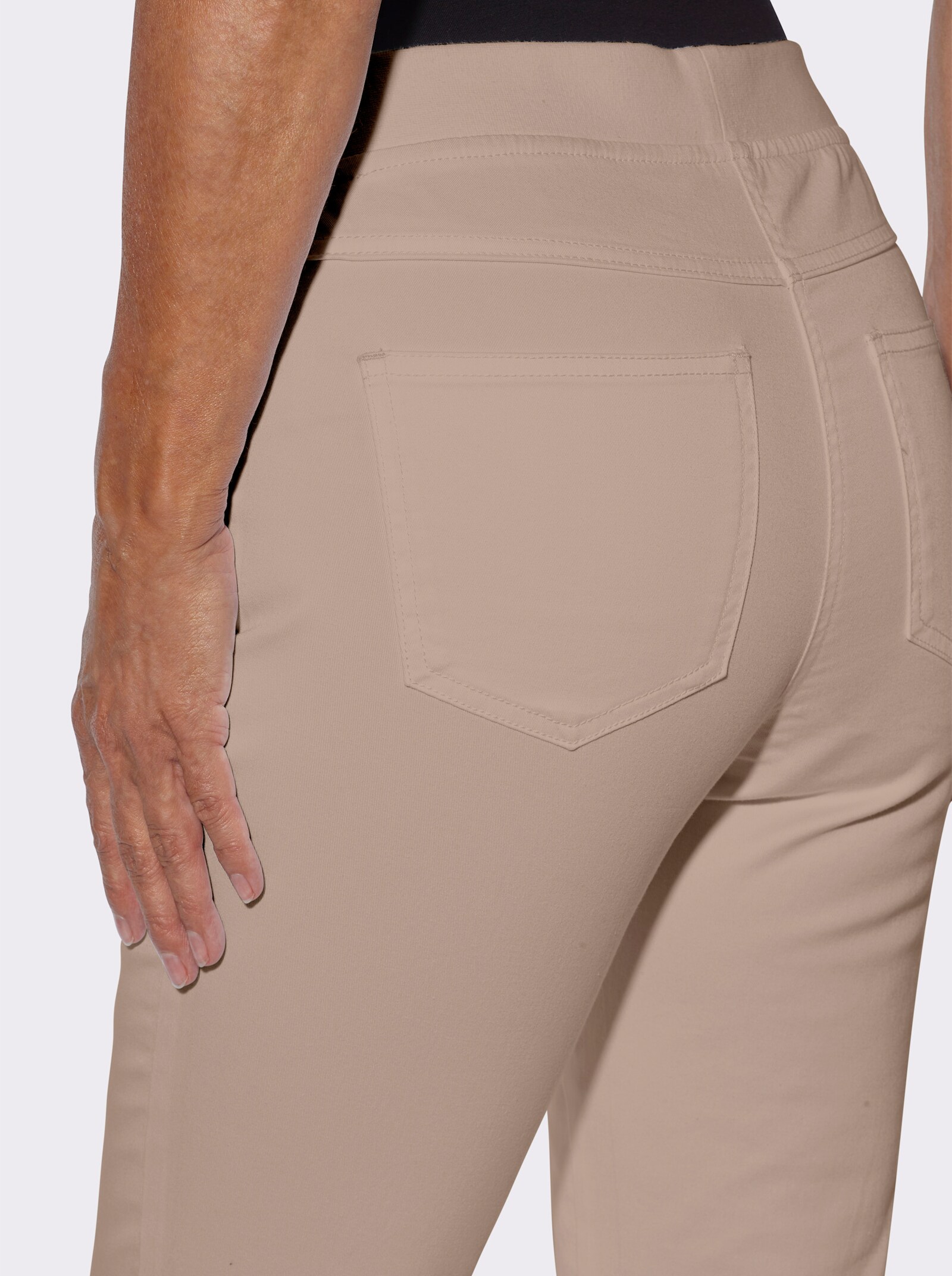 Schlupfjeans mit Stretch-Bund - sesam