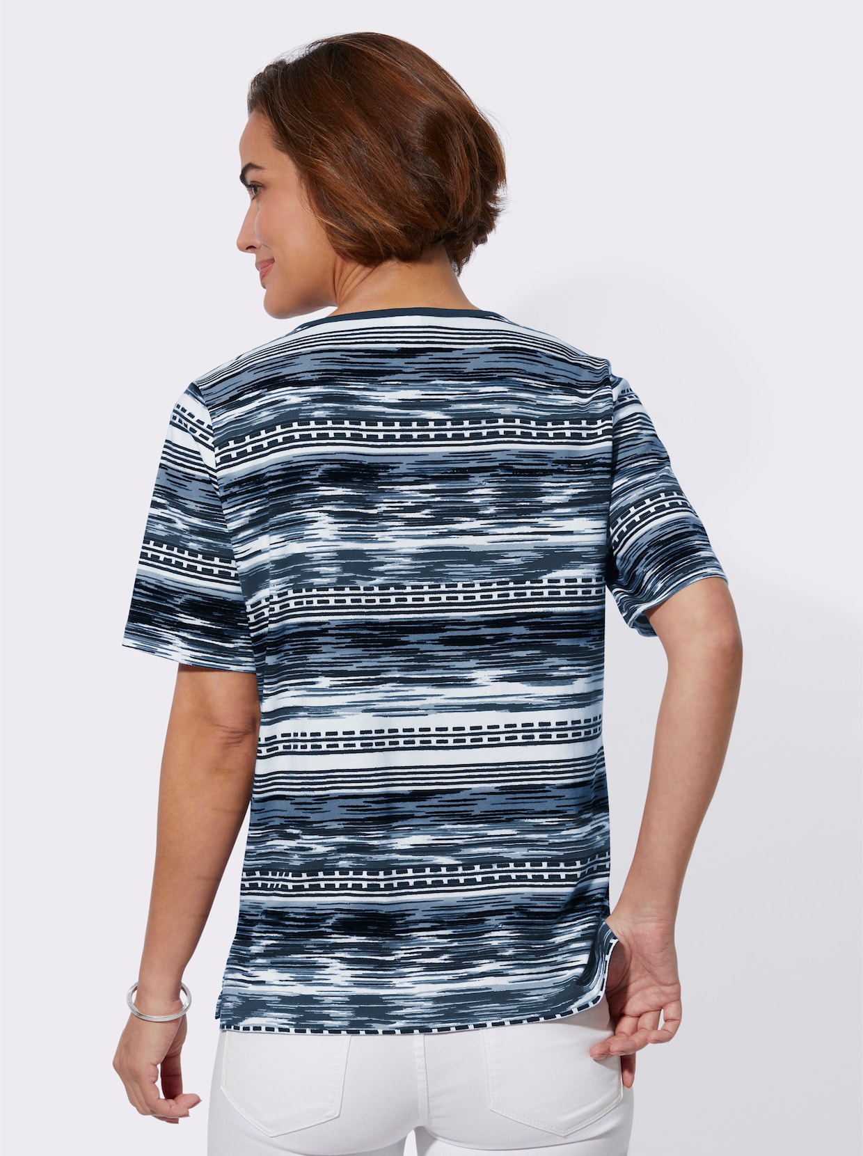 Print-Shirt - taubenblau-jeansblau-bedruckt