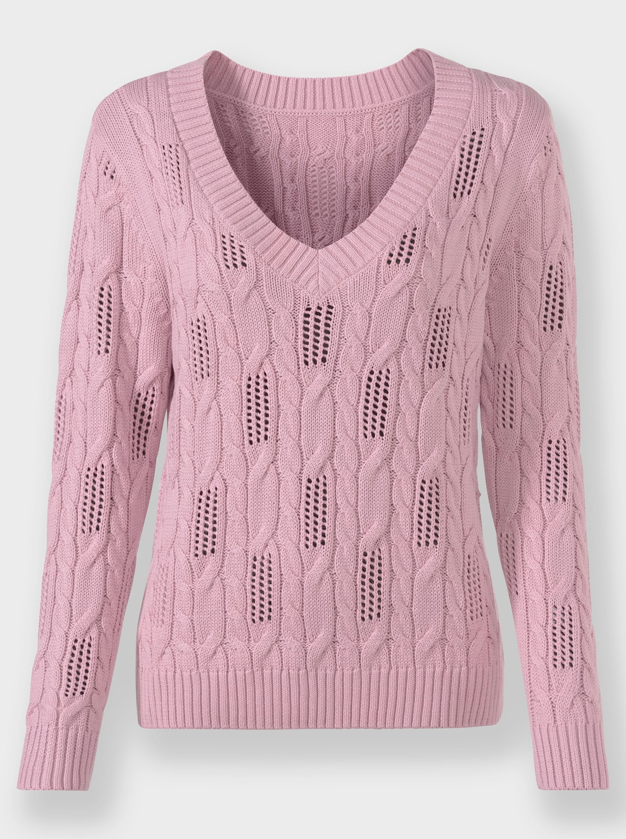 V-Ausschnitt-Pullover - rosé