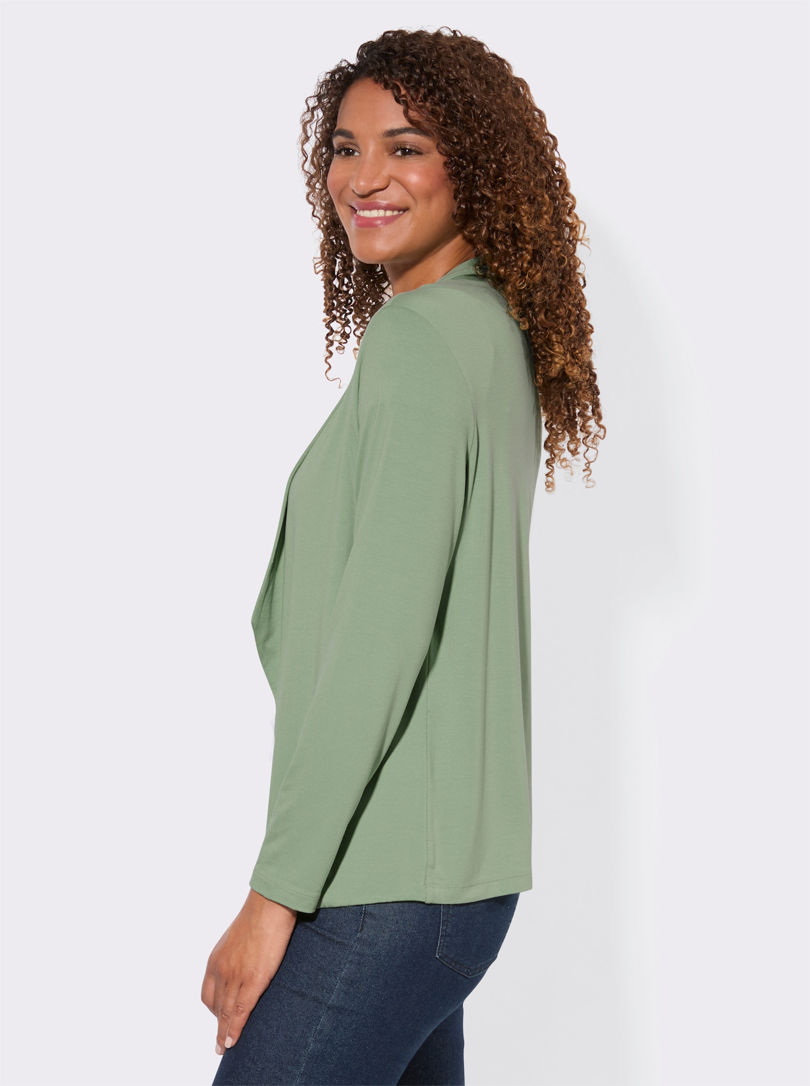Shirtjacke mit Schalkragen - eucalyptus