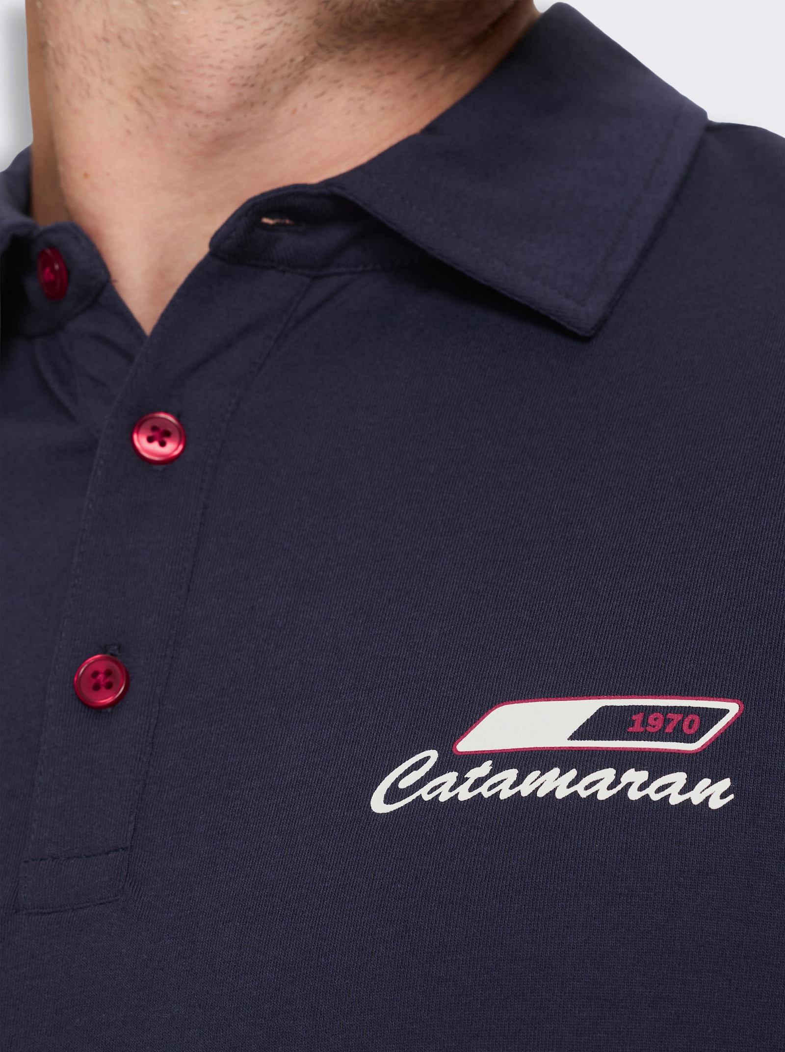 Poloshirt mit Print - marine-kirsche