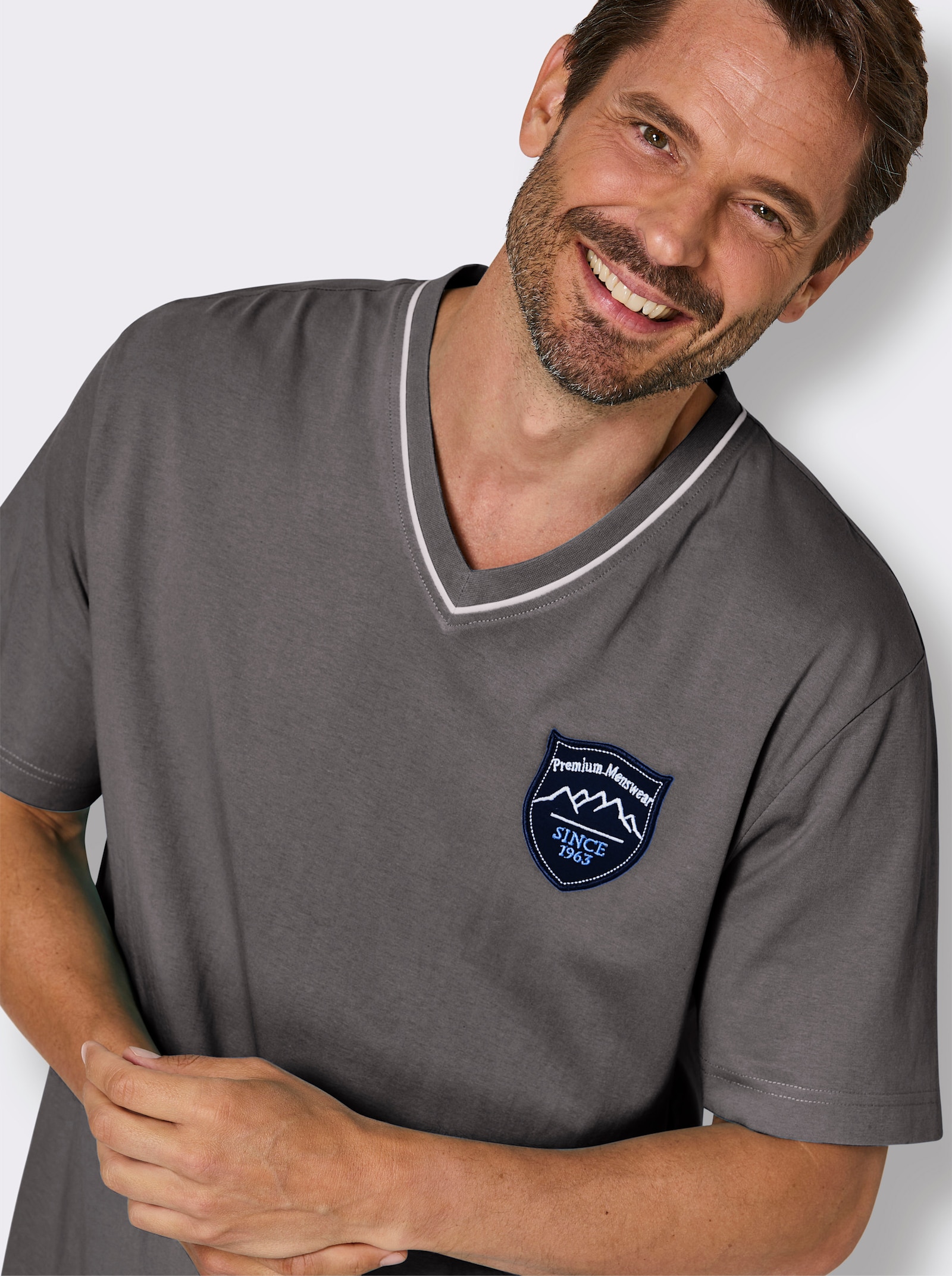 wäschepur men Schlafanzug-Shirt - anthrazit