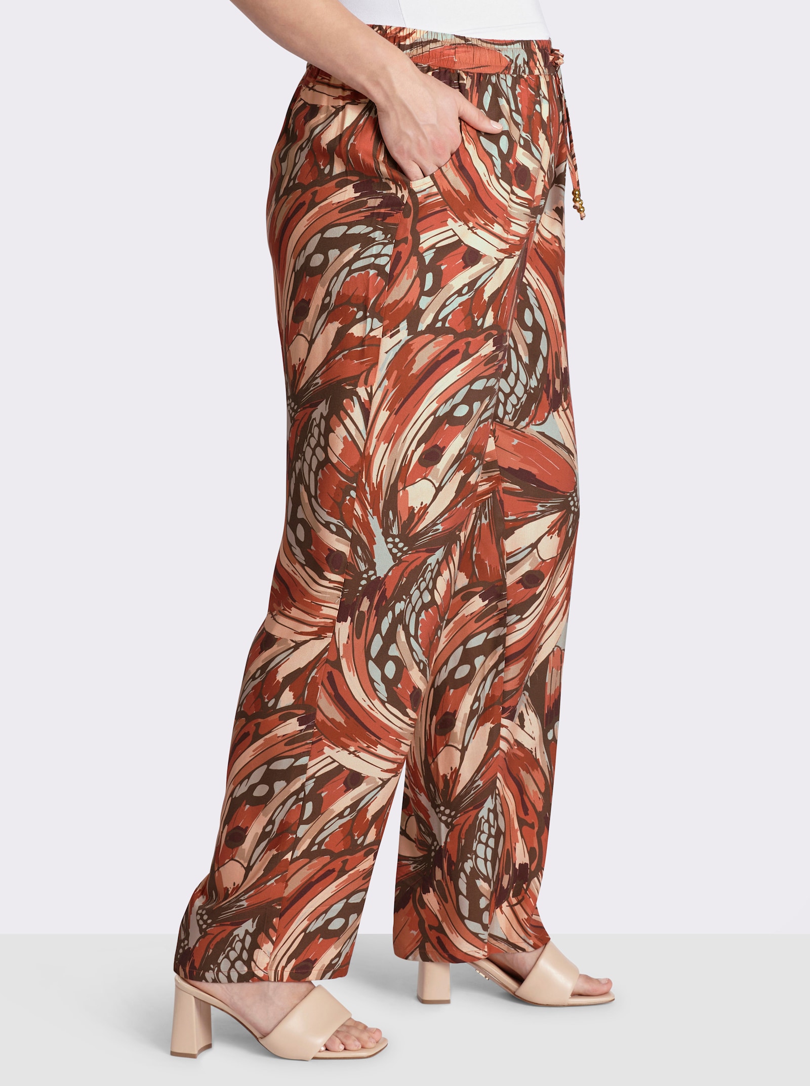 sheego Schlupfhose mit Rundum-Dehnbund - schoko-sand-bedruckt