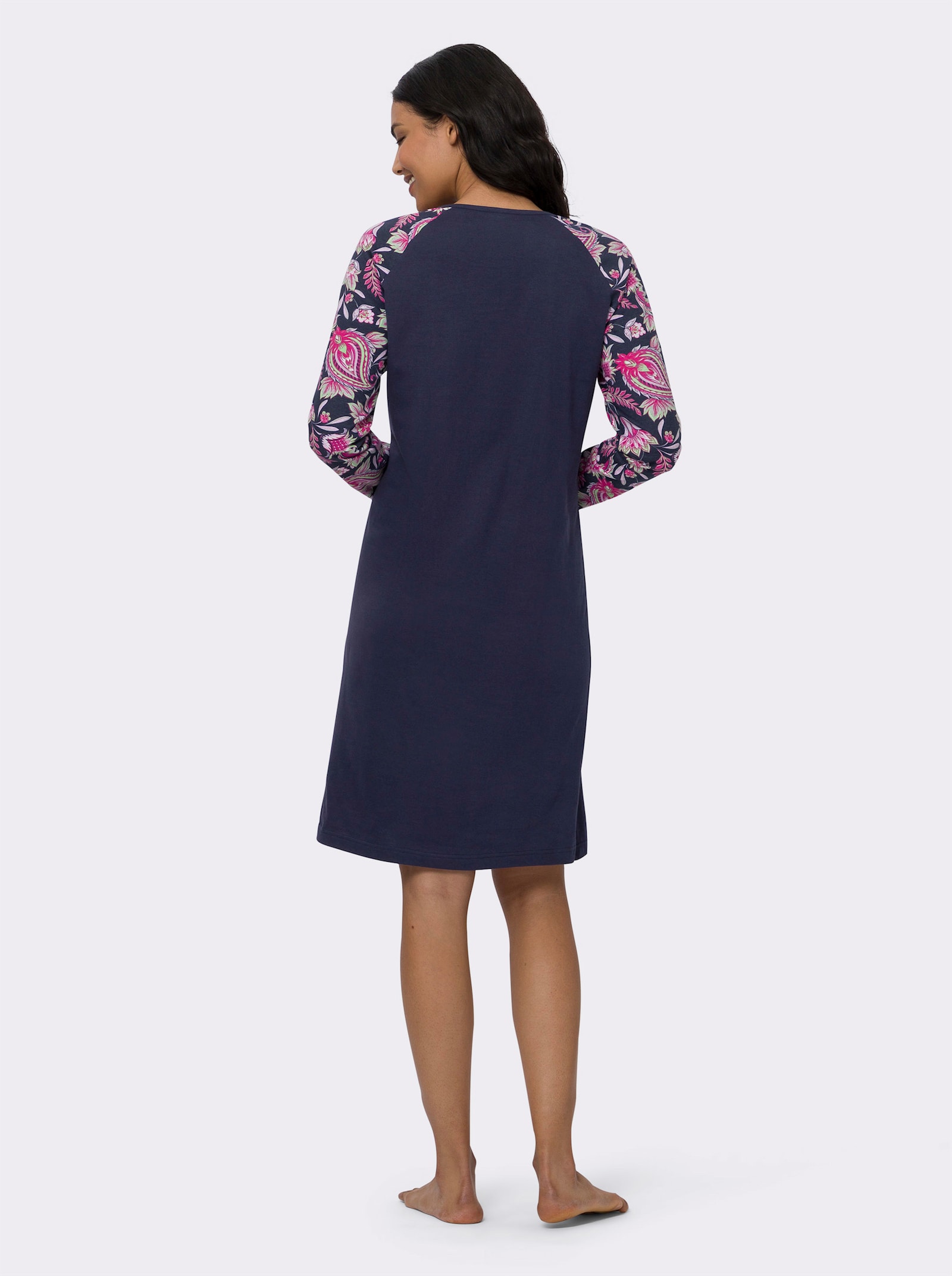 Nachthemd mit Seitenschlitzen - marine