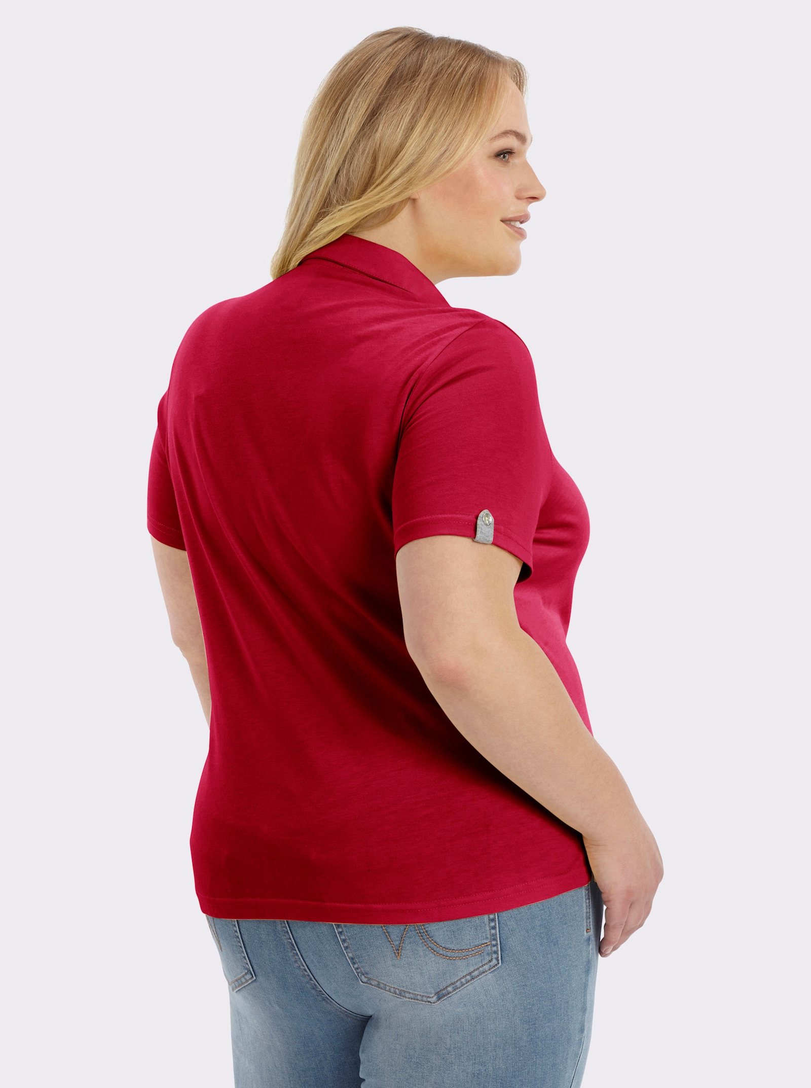 Poloshirt mit Zierriegel - rot