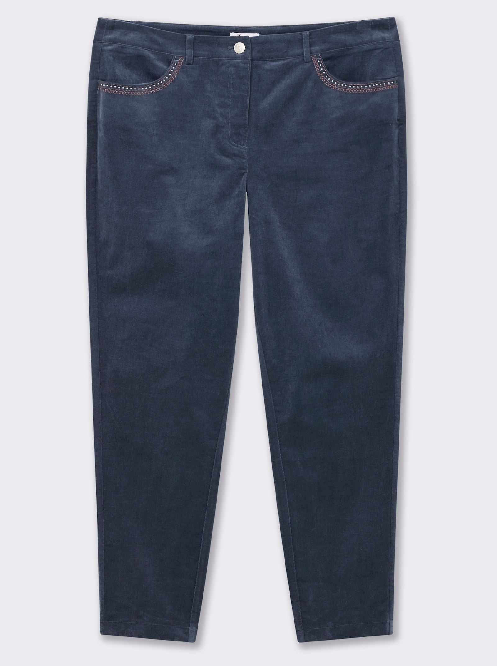 sheego Chinohose mit dehnbaren Nähten - rauchblau