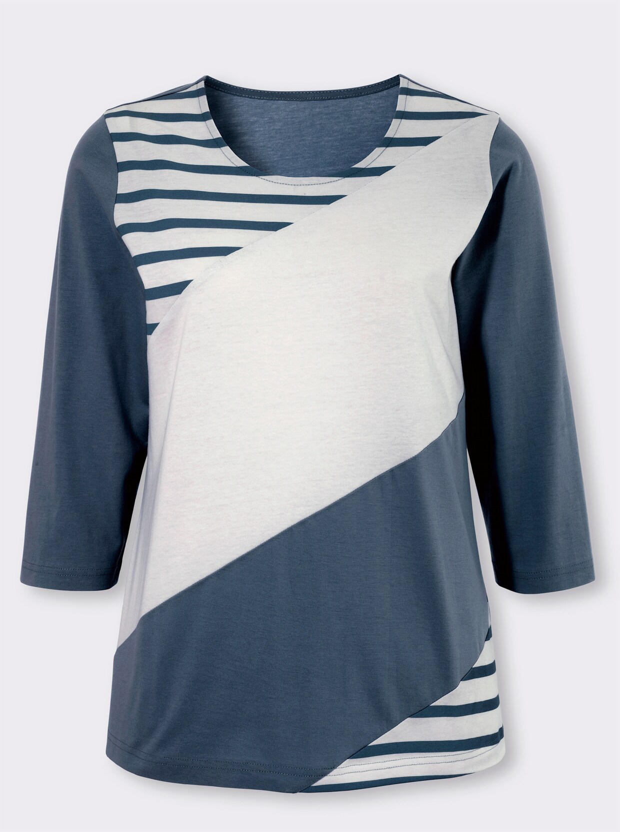Shirt met ronde hals - donkerblauw gedessineerd