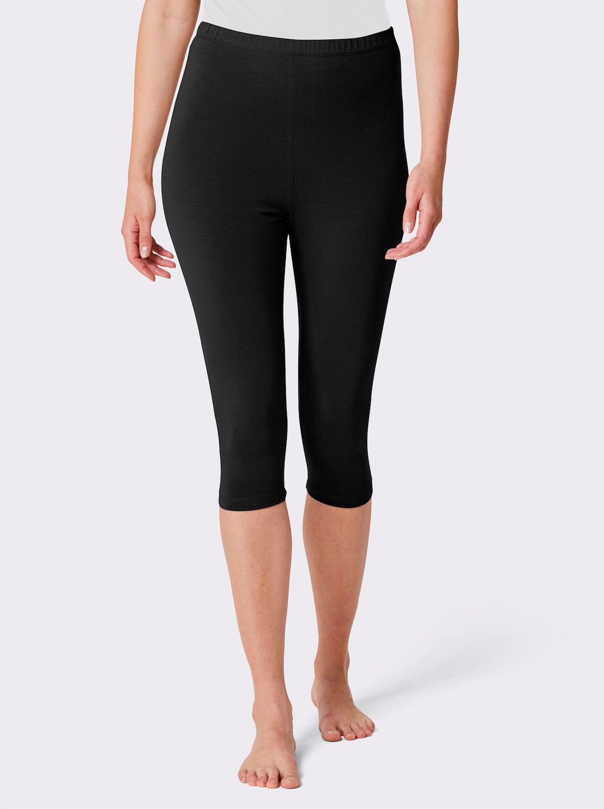 feel good Capri-Leggings - schwarz + grau-meliert