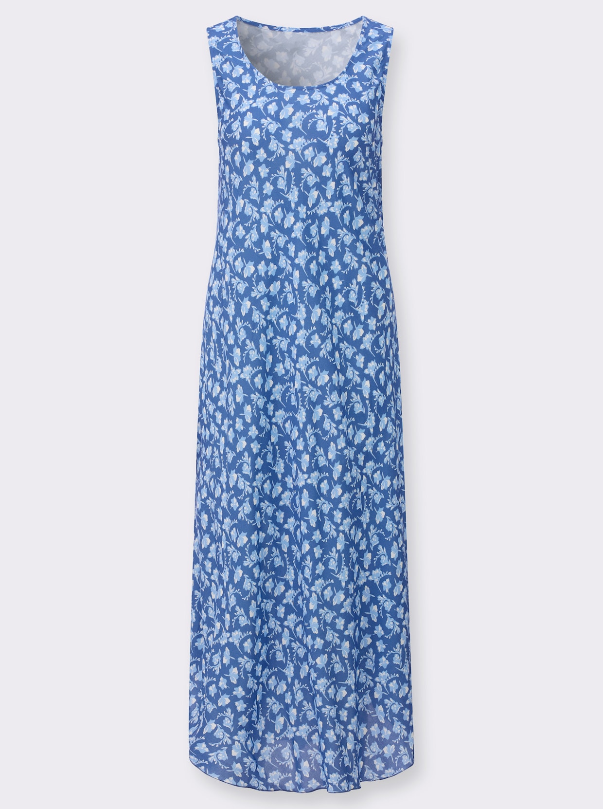 Druckkleid - jeansblau-weiß-bedruckt