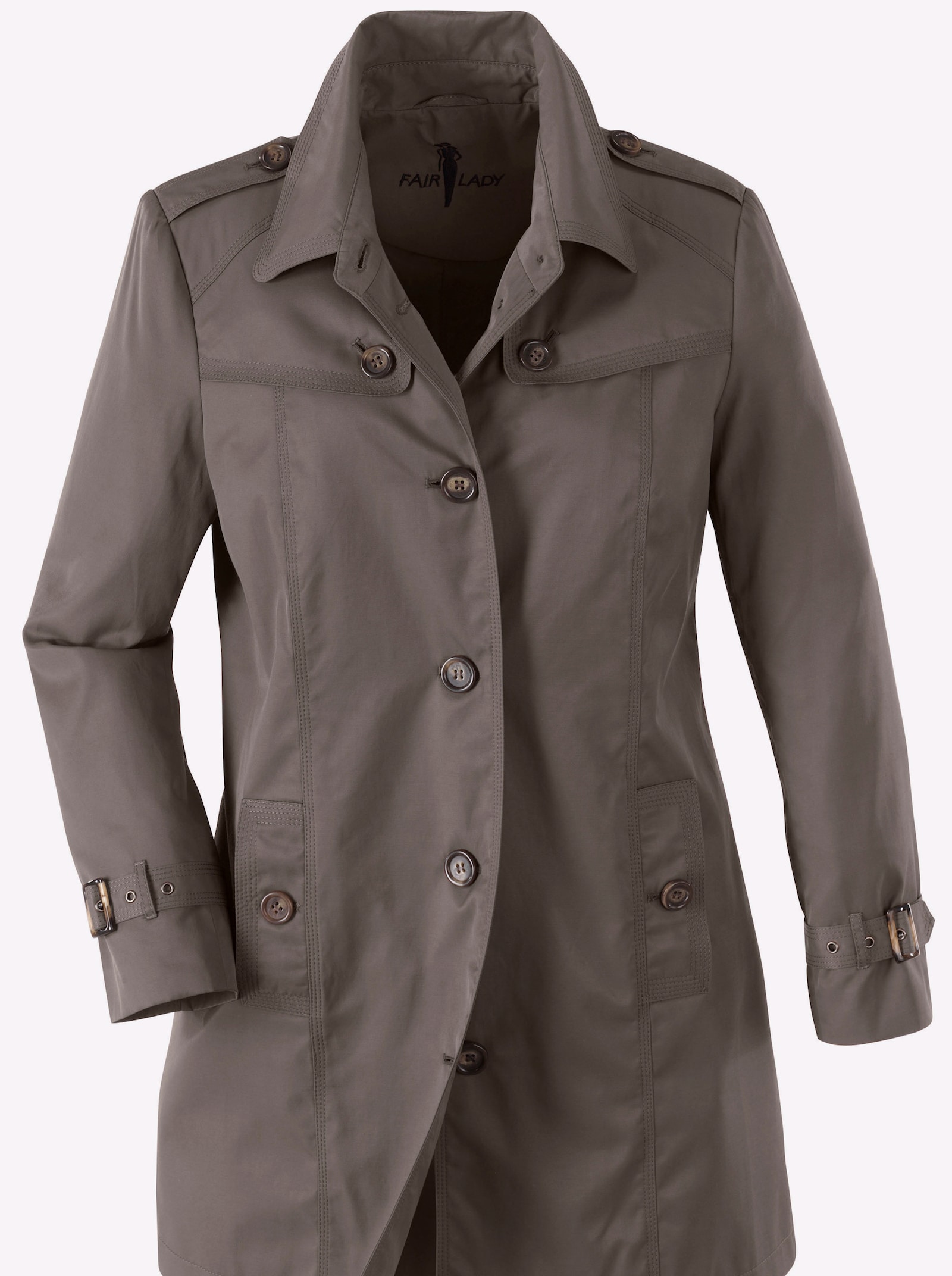 Kurzmantel in Trenchcoat-Optik - taupe