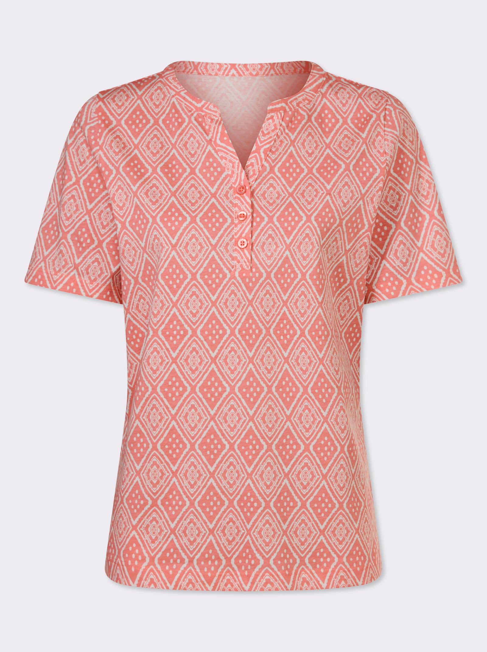 Kurzarmshirt mit Ethno-Druck - flamingo-ecru-bedruckt