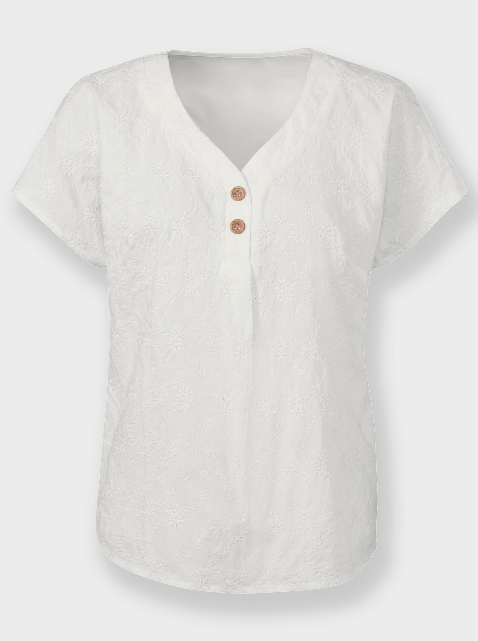 Baumwollbluse mit Zierknöpfen - ecru