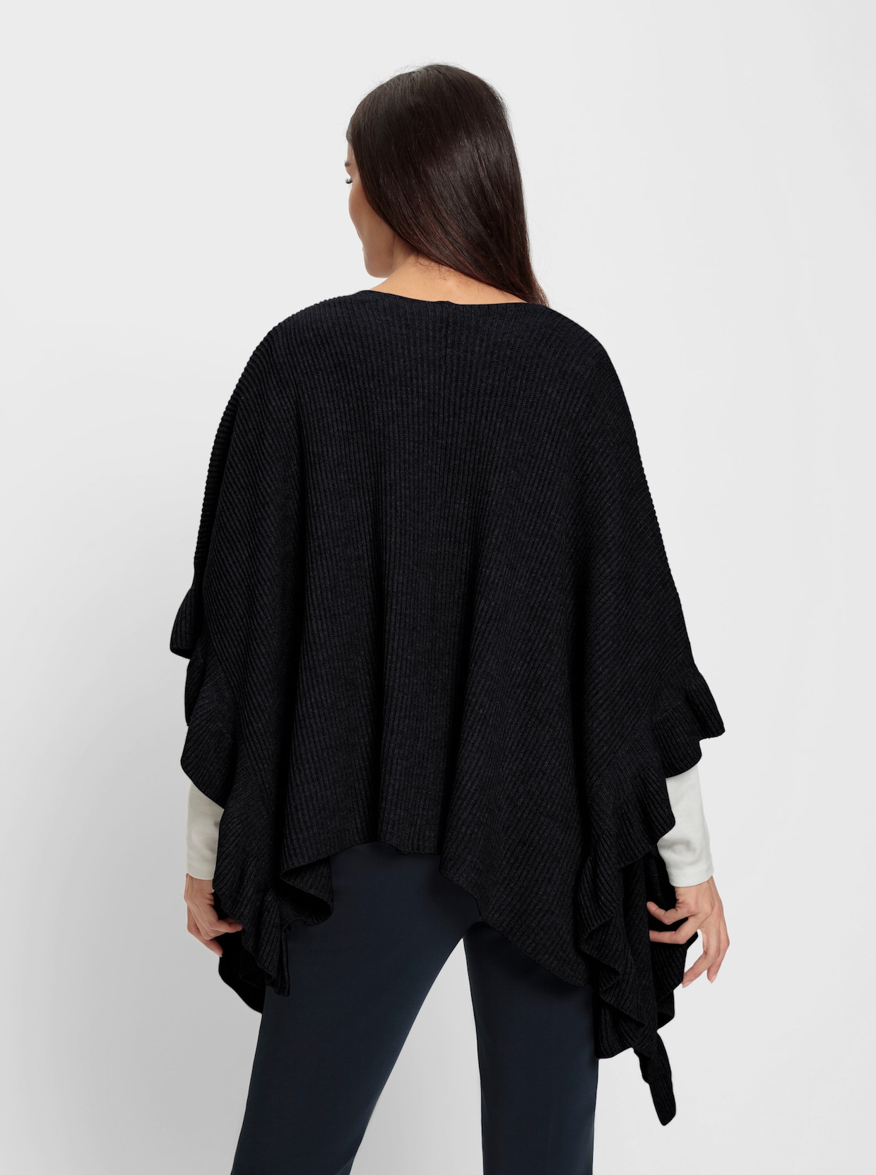 heine Poncho en tricot - noir