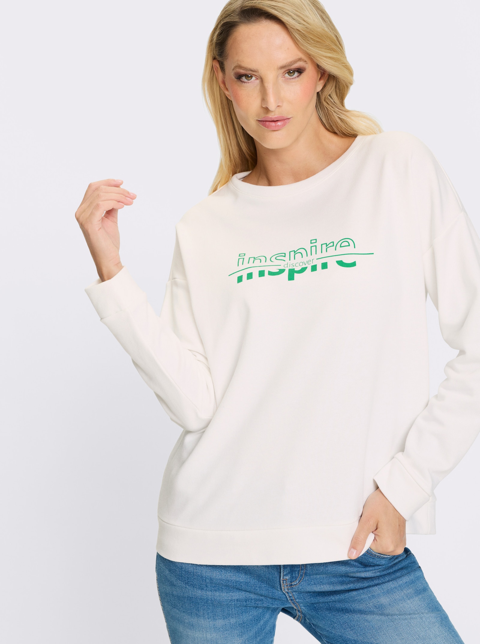 heine Sweatshirt mit Aufdruck - ecru