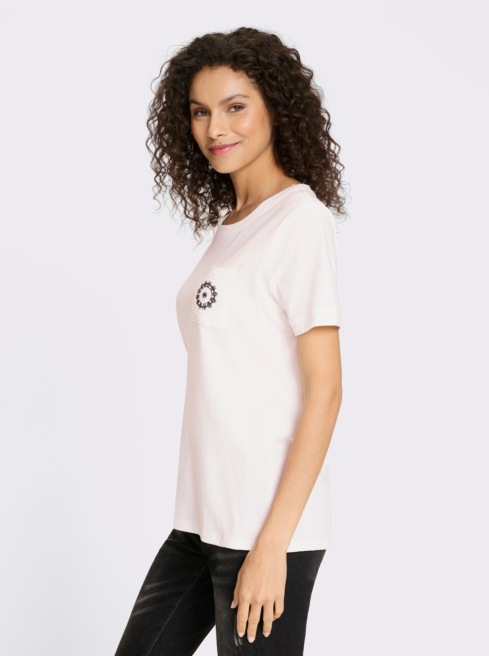 heine Shirt met geborduurde borstzak - ecru