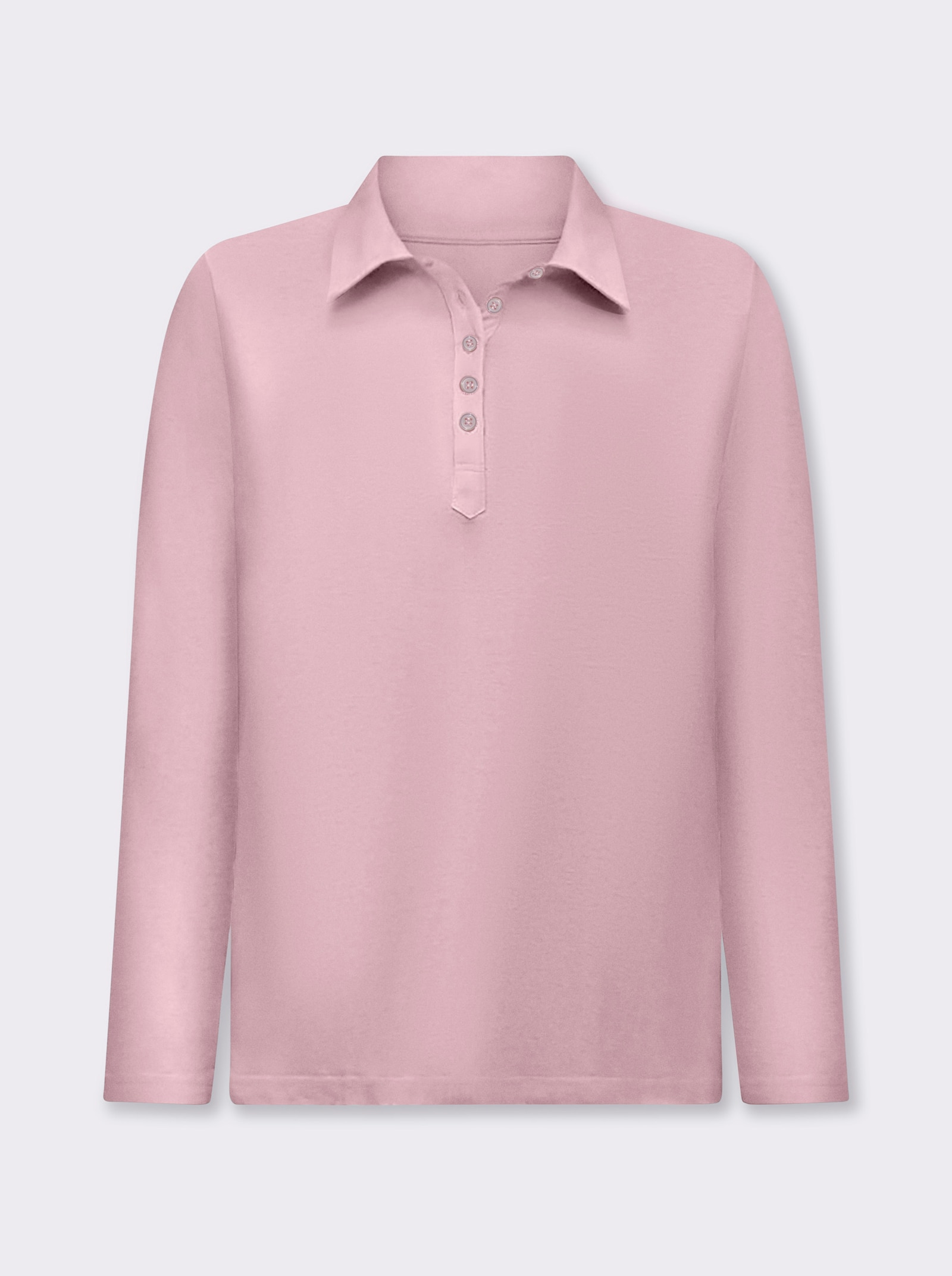 Langarm-Poloshirt in reiner Baumwoll-Qualität - rosé