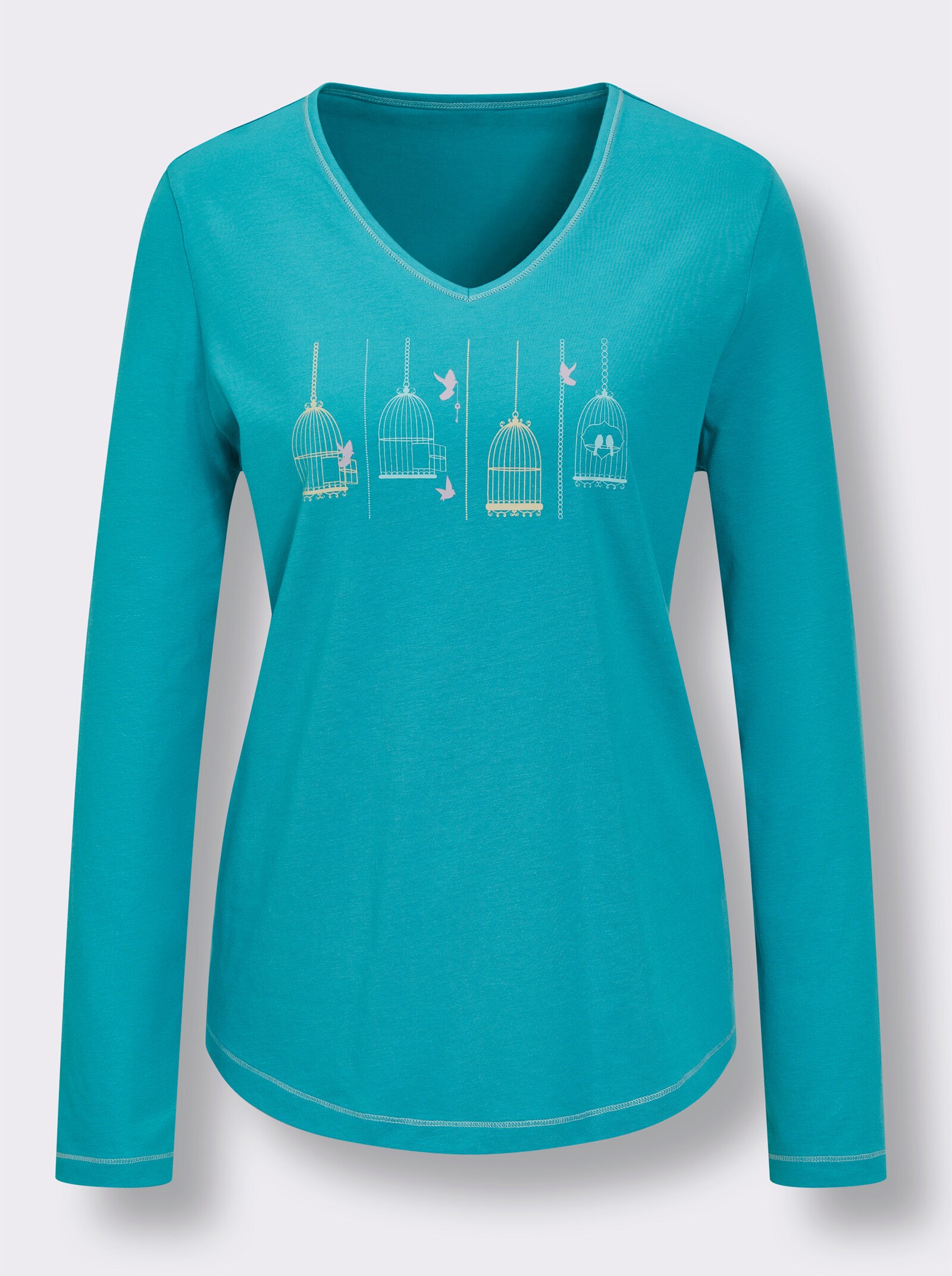 wäschepur Schlafanzug - türkis-steingrau-bedruckt