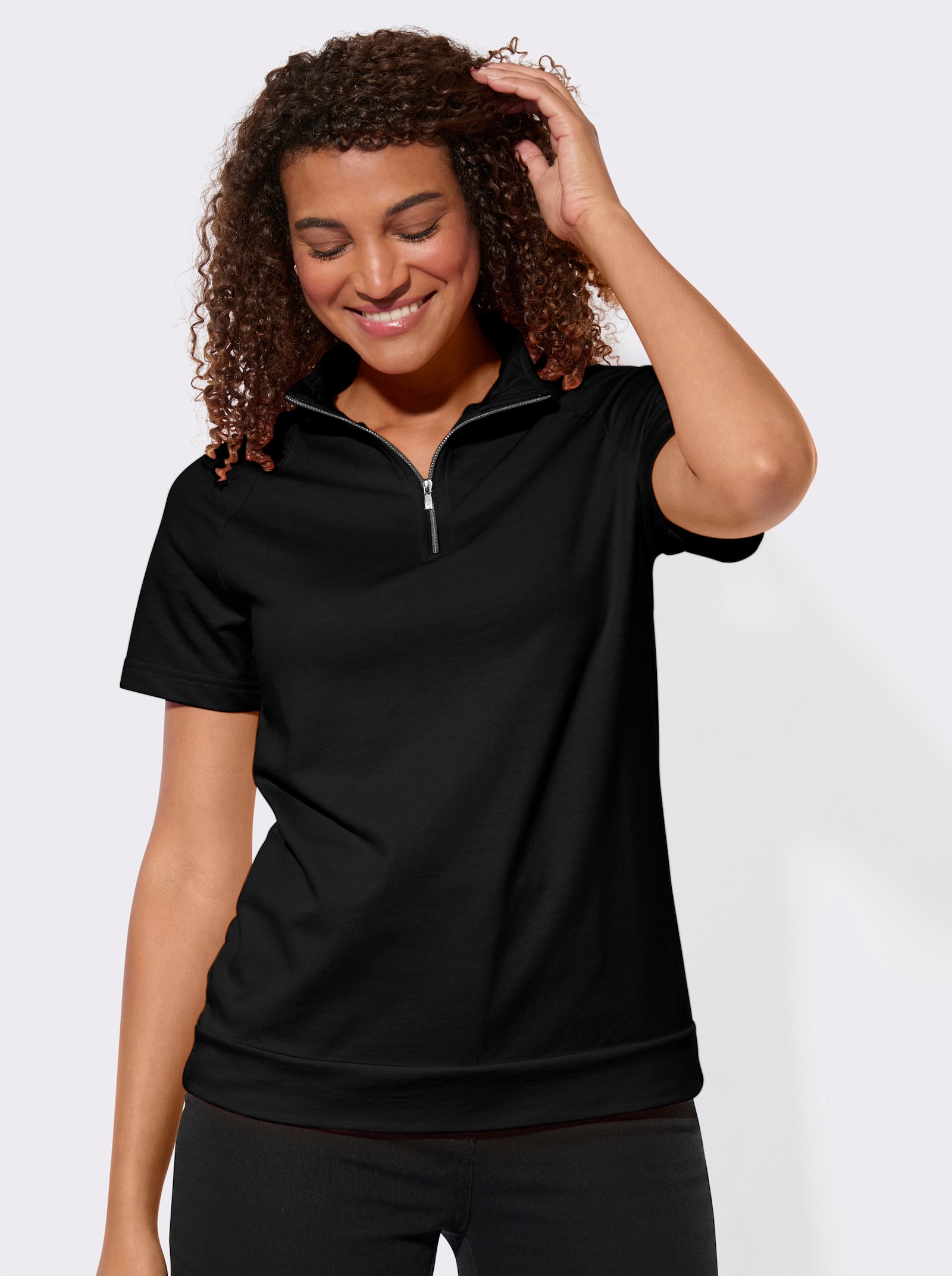 Sweatshirt mit überschnittenen Schultern - schwarz