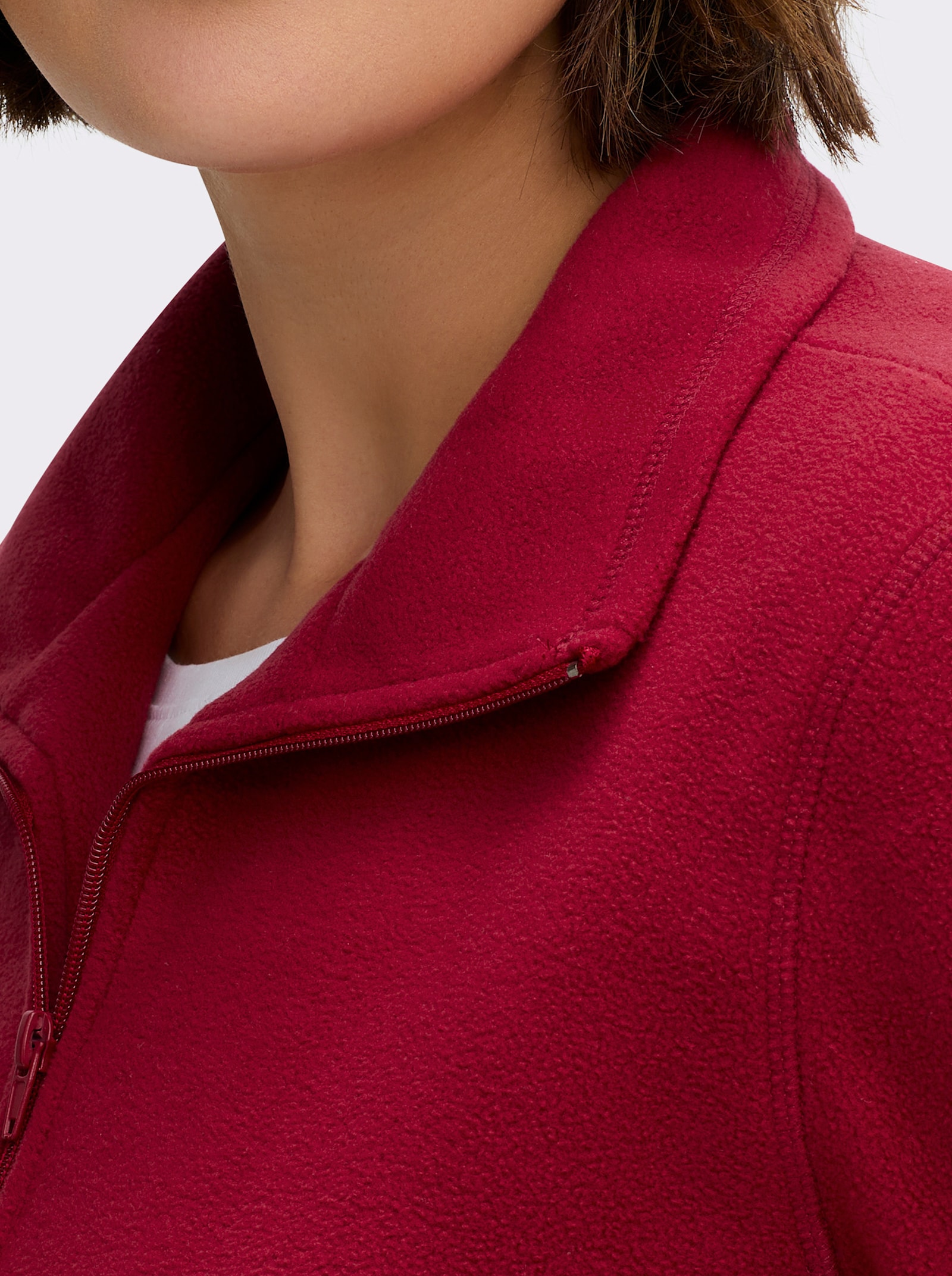 Fleecejacke mit zwei Taschen - weinrot