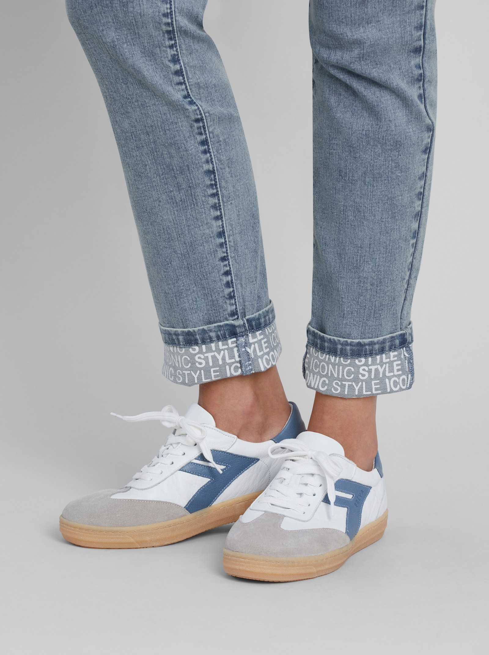 heine 5-pocketjeans met opschrift - blue-bleached