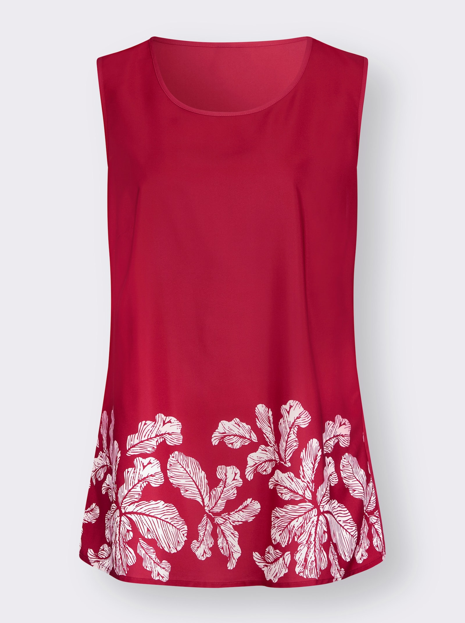 Blusentop in A-Form - rot-weiß-bedruckt