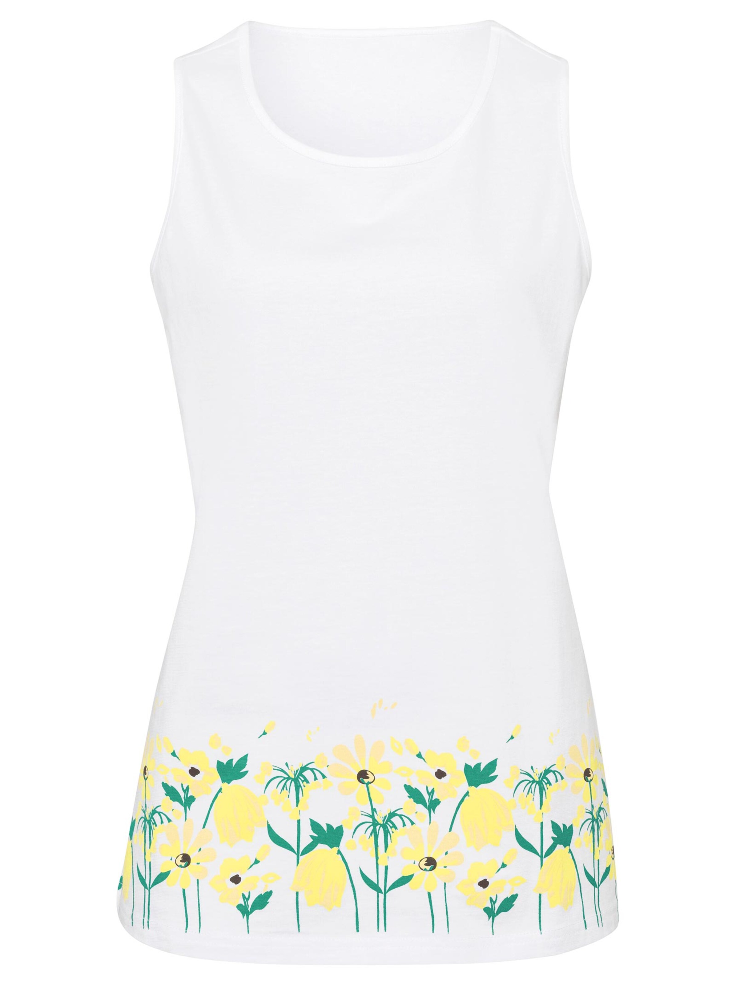 Shirttop - weiß-gelb-bedruckt