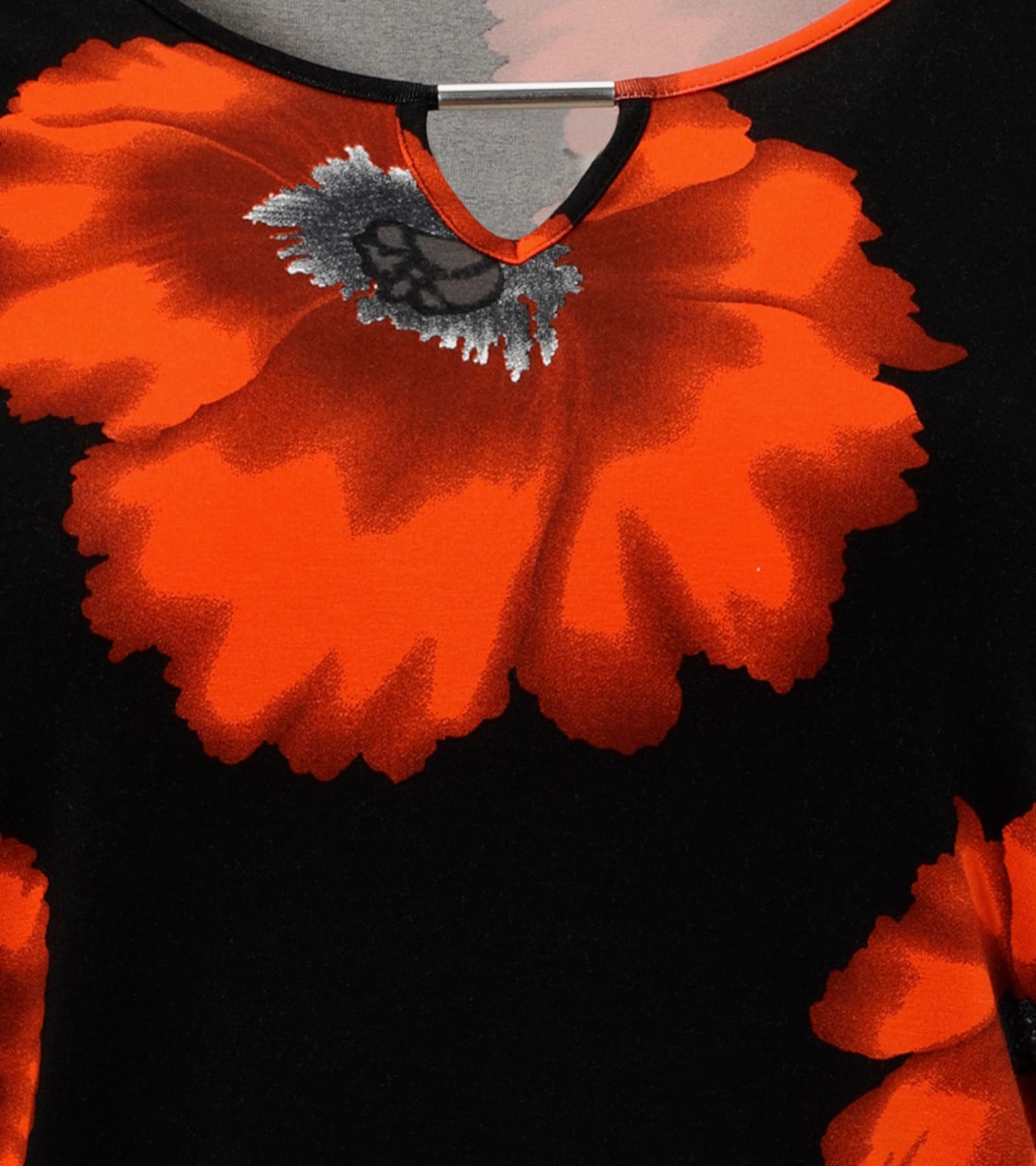 Aniston PLUS Langarmshirt - schwarz-orangerot-rostrotanthrazit-grau-weiß