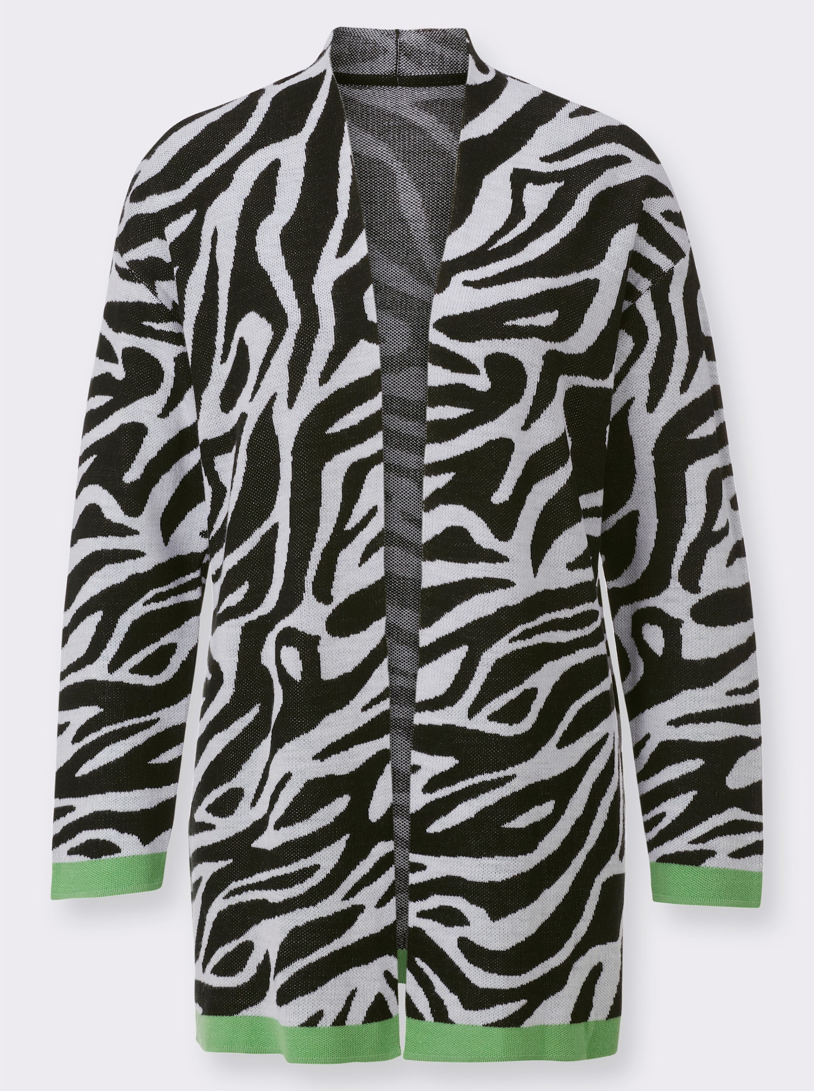 Strickjacke im Animal-Dessin - schwarz-weiß-gemustert