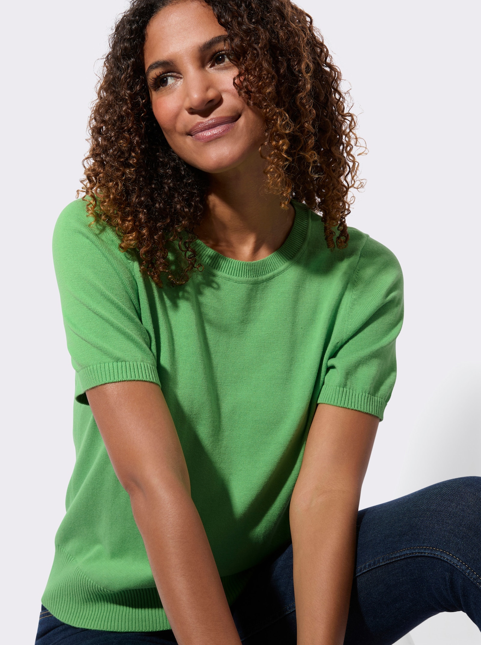 Pulóver, bavlna, rebrované zakončenia - jablková