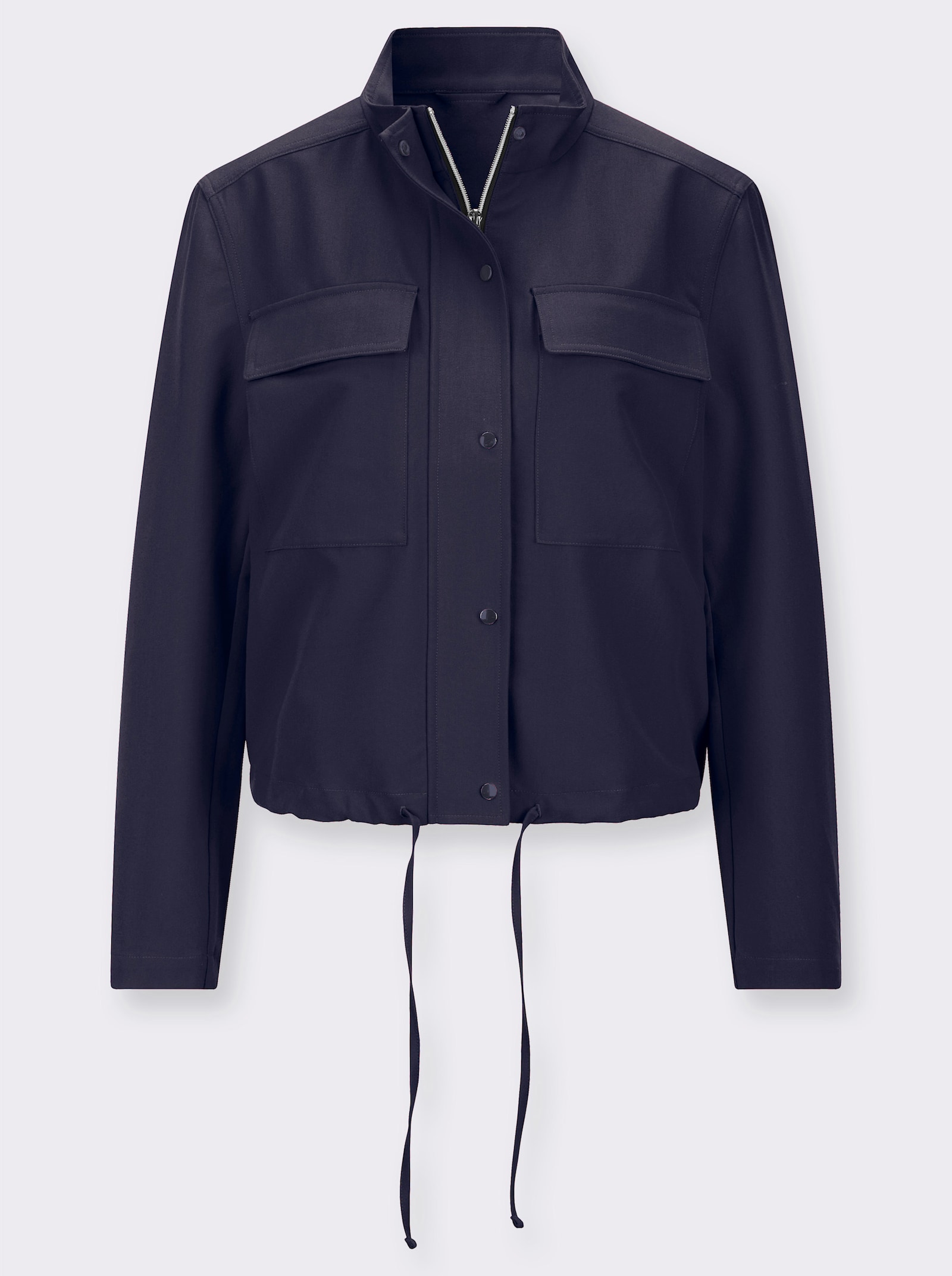 Blouson-Blazer mit verdecktem Reißverschluss - marine