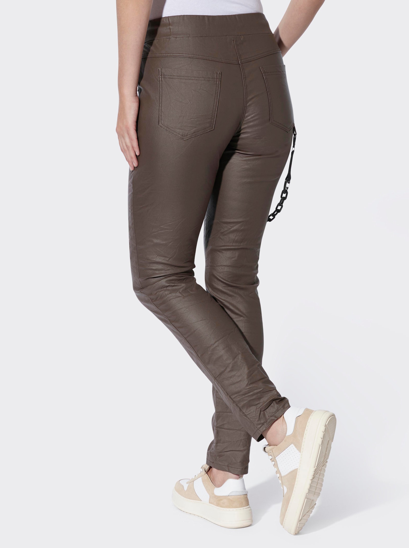 heine Hose mit Pailletten-Verzierung - schoko