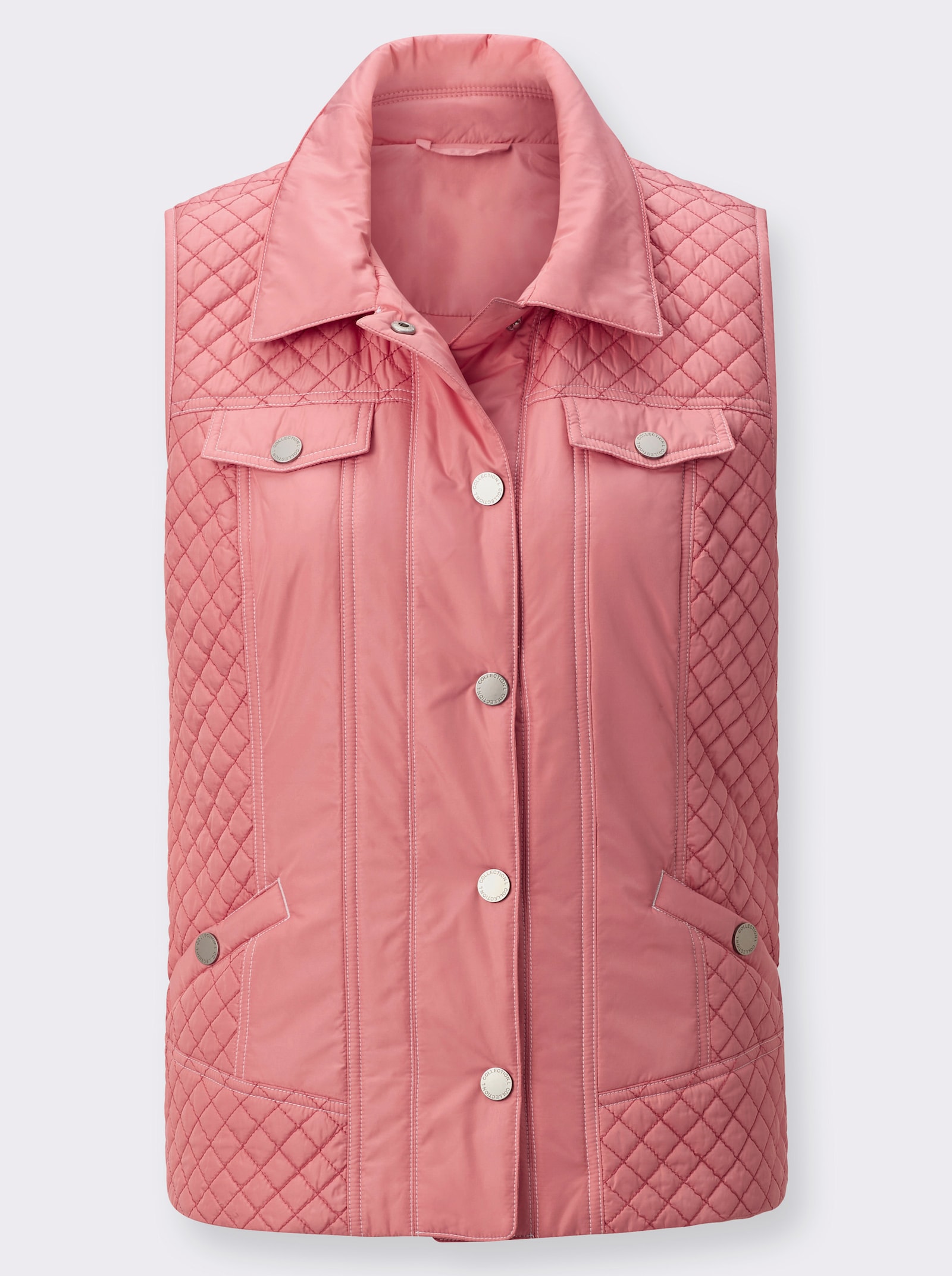 Steppweste mit Kontrastnähten - flamingo
