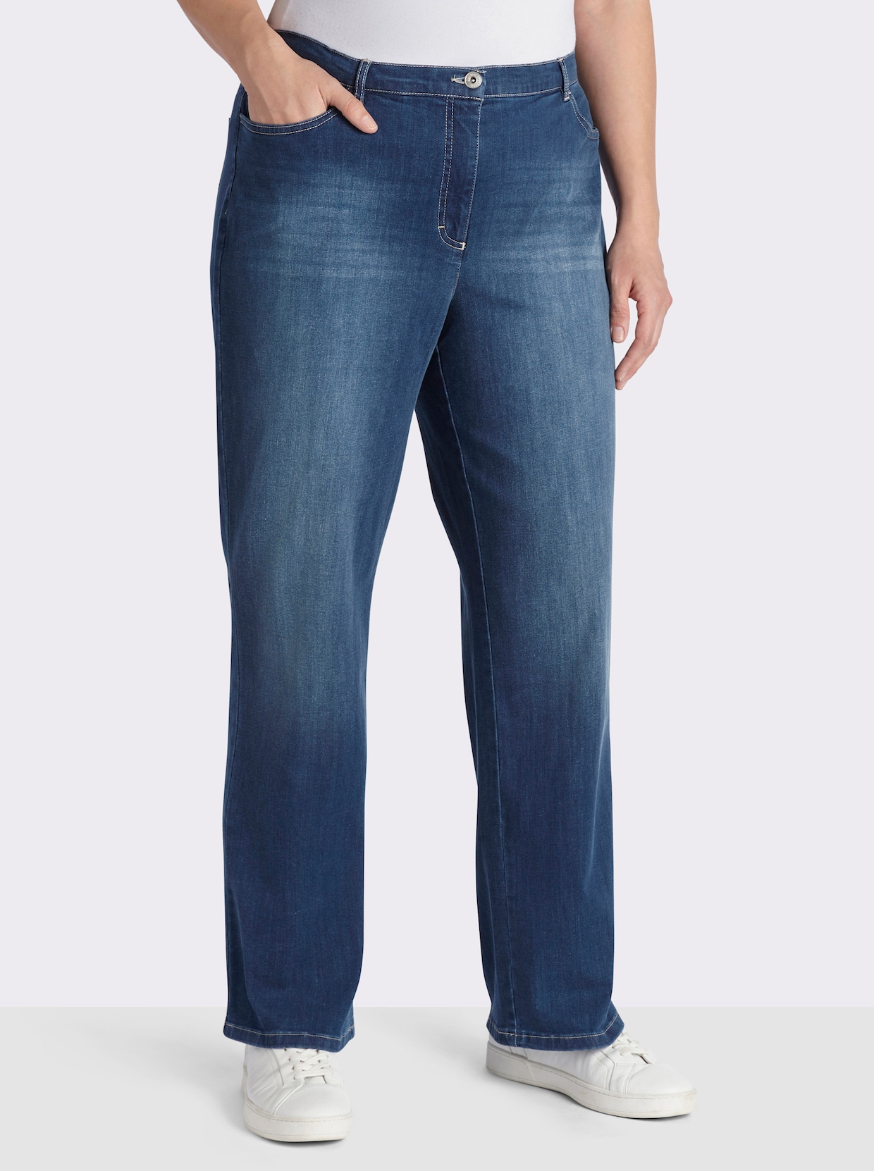 Cosma Gerade Jeans mit Stickerei - blue-stone-washed