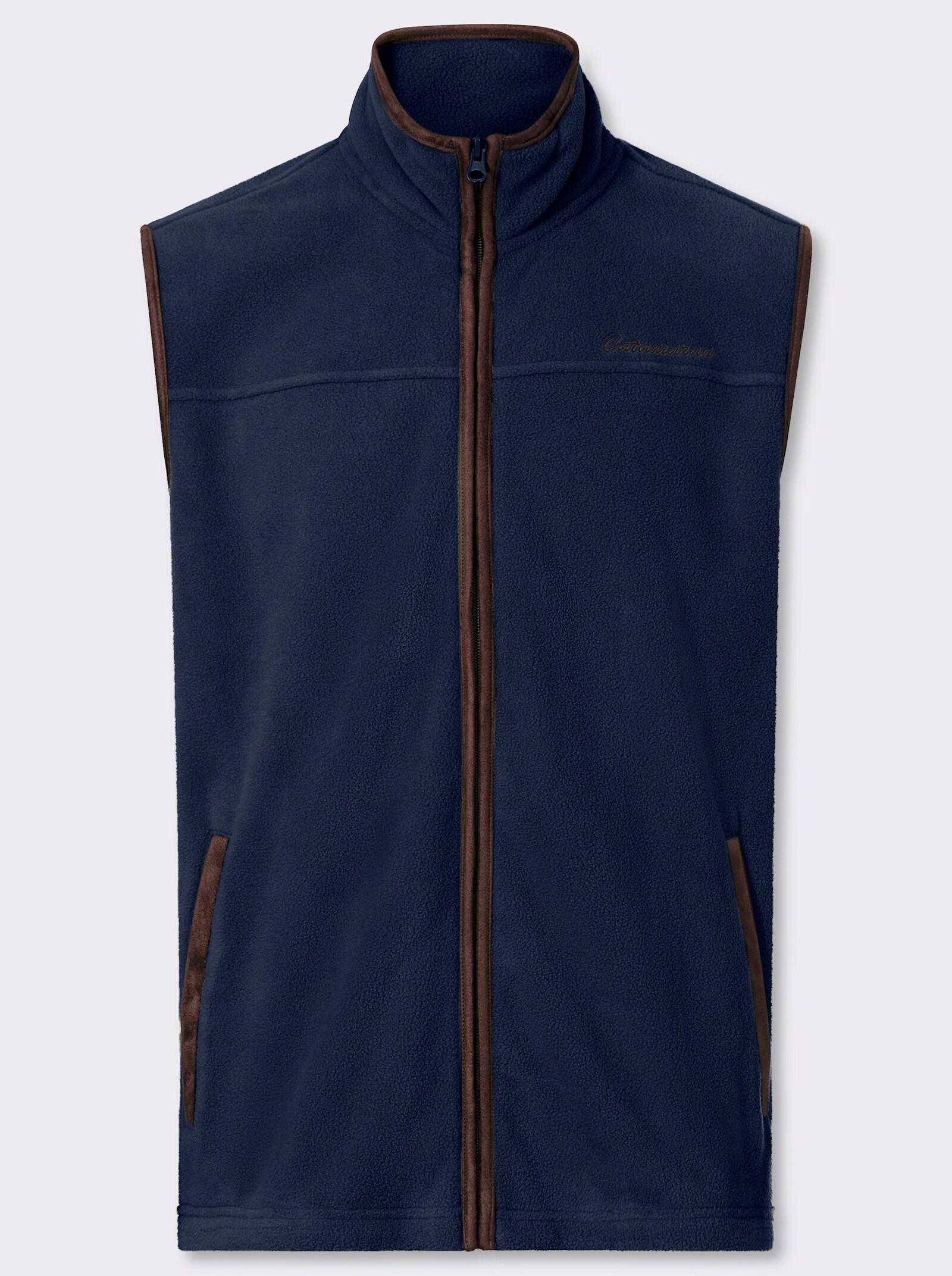 Catamaran Fleecejacke mit Stickerei - marine-schoko