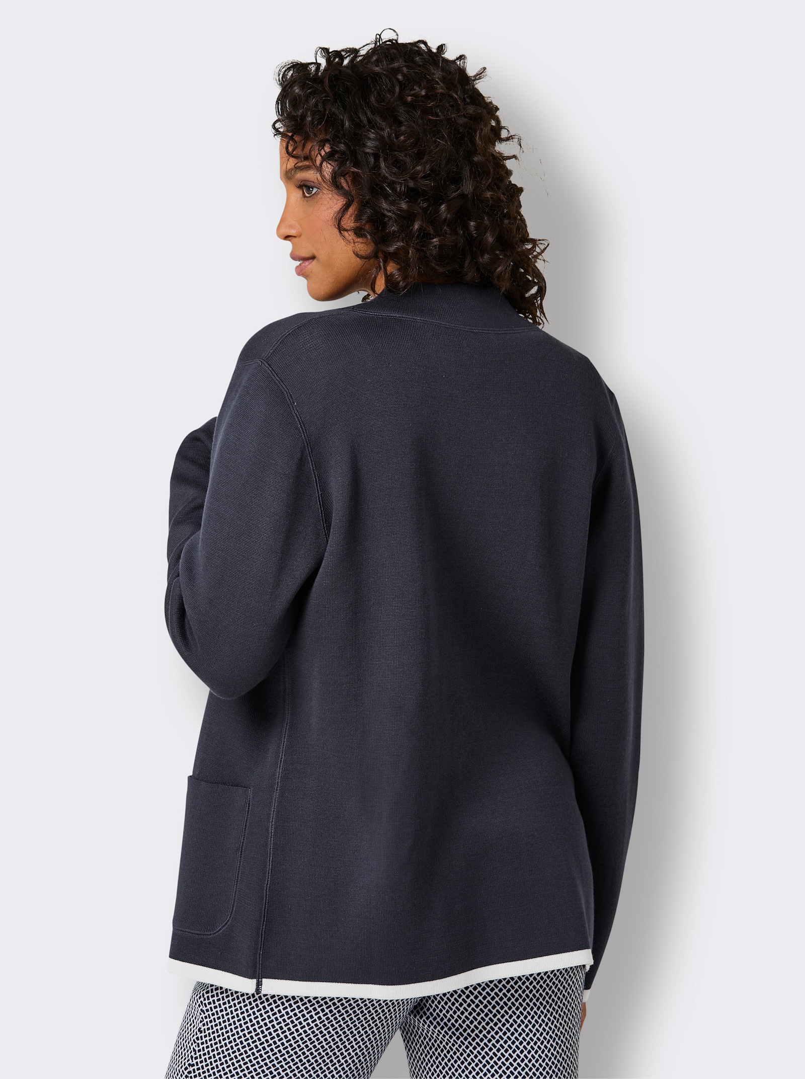 CREATION L PREMIUM Wendejacke aus Jacquard-Feinstrick - marine-weiß