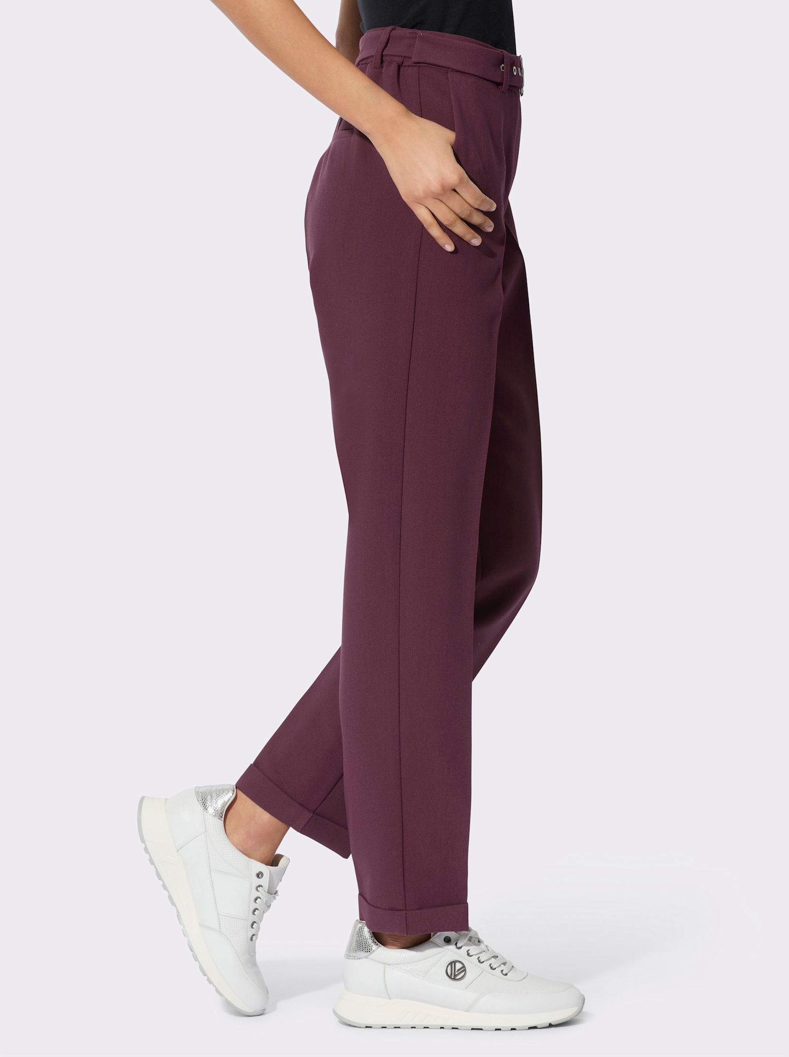 Pantalon met persplooien - bordeaux