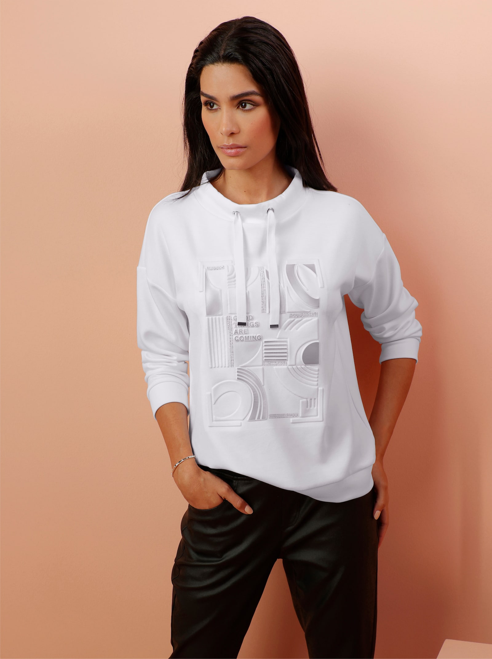 heine Sweatshirt mit Foliendruck - weiß