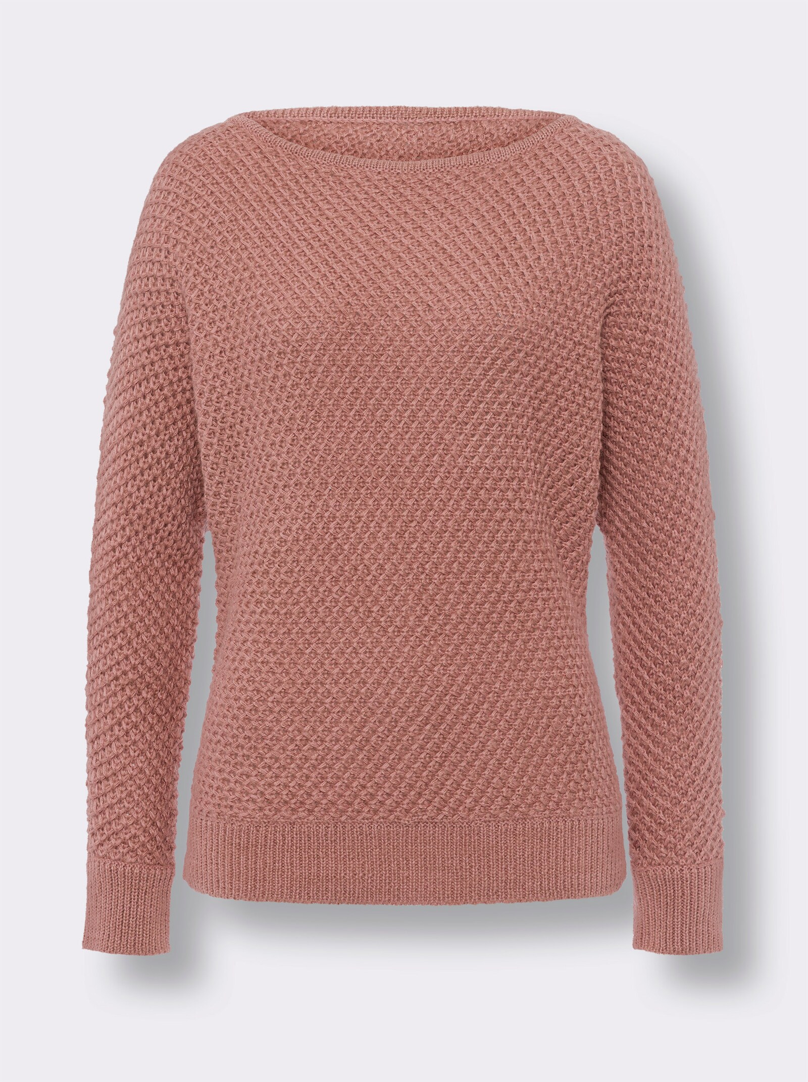 heine Langarm-Pullover mit Wabenmuster - rosenholz