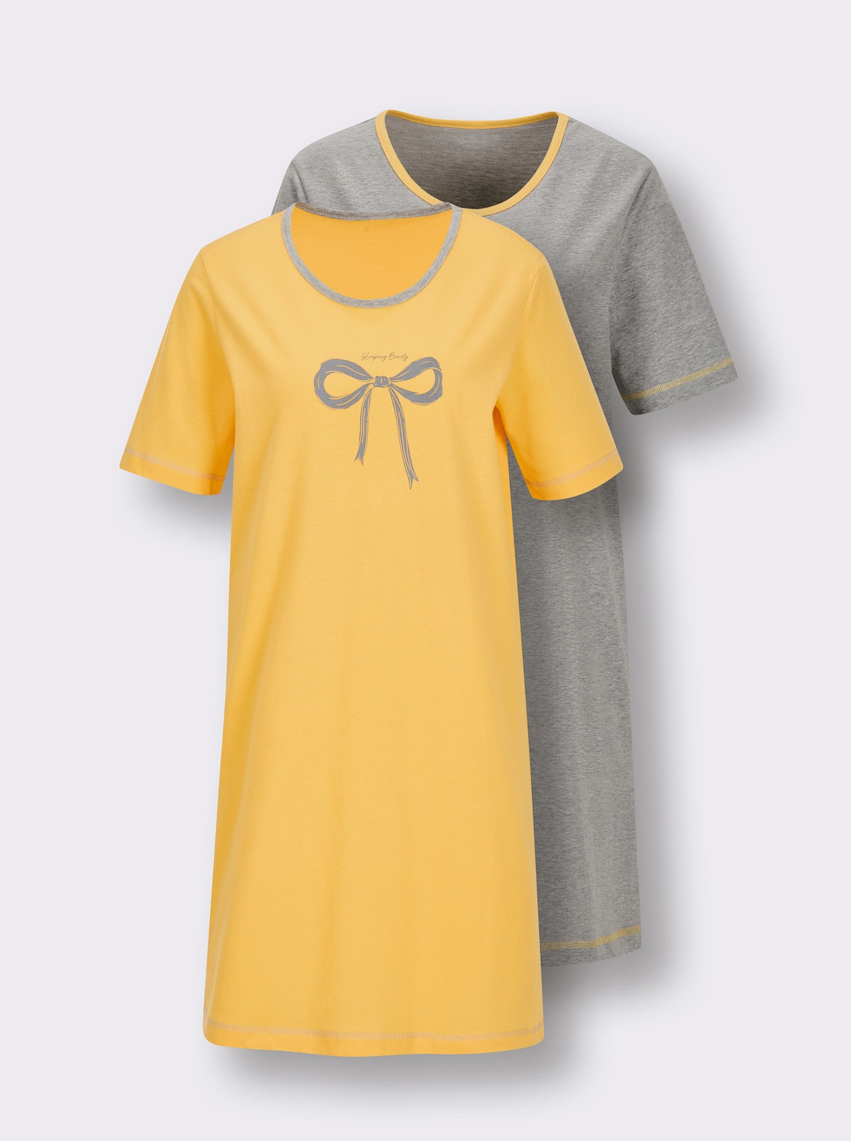 wäschepur Sleepshirts - grau-meliert + gelb