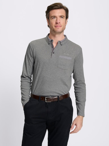 Marco Donati Langarmshirt mit Button-Down-Kragen - grau-meliert