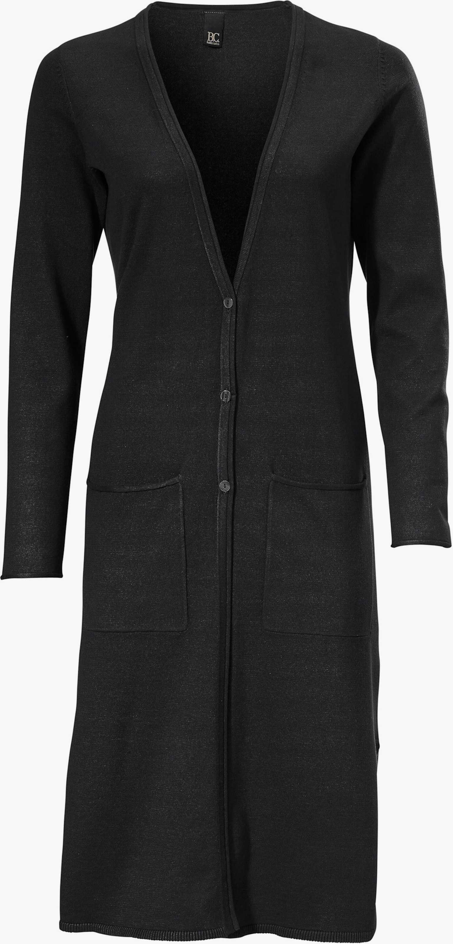 heine Longstrickjacke mit Seitenschlitzen - schwarz