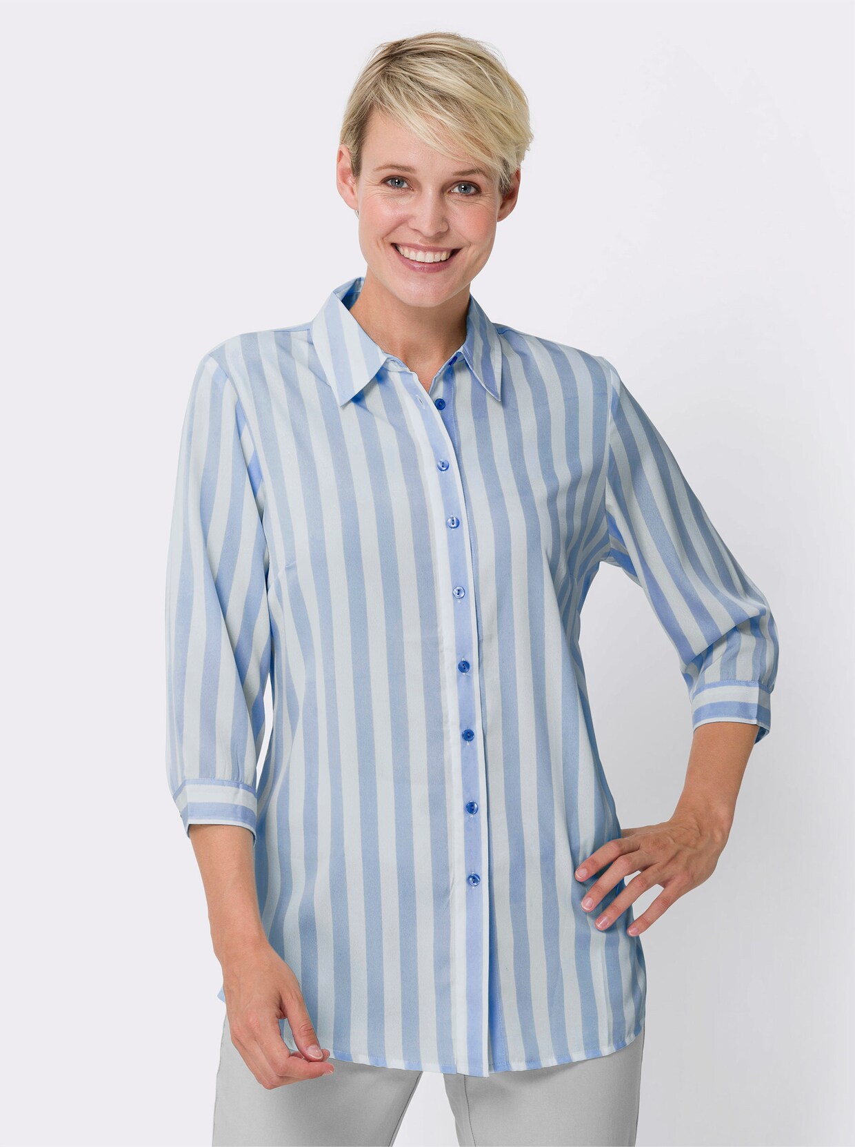 Longline blouse - bleu gestreept