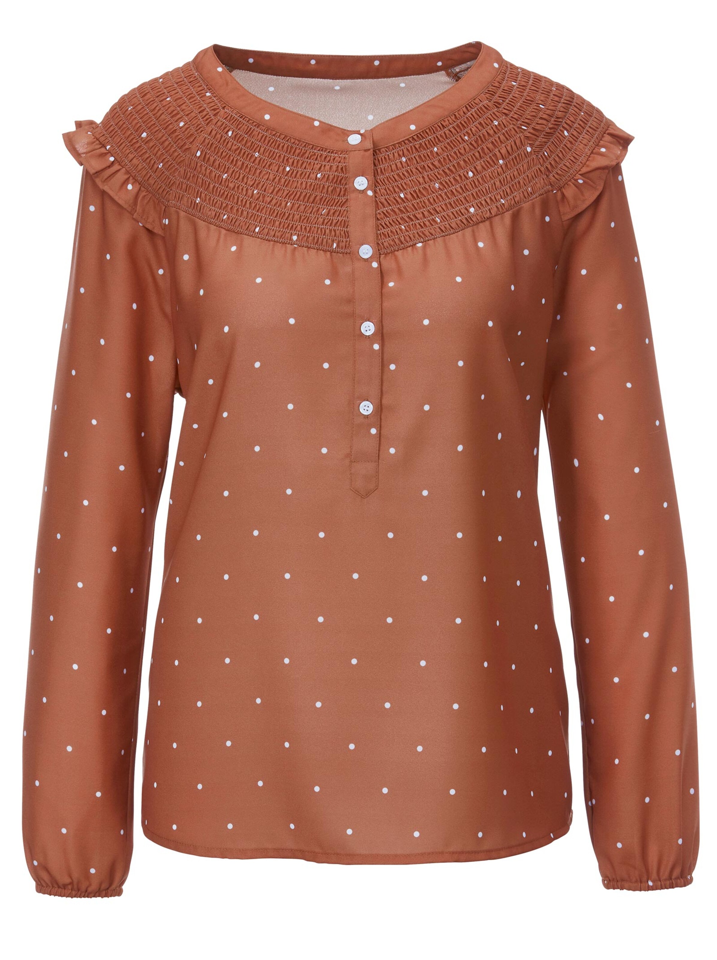 Bluse - cognac-bedruckt