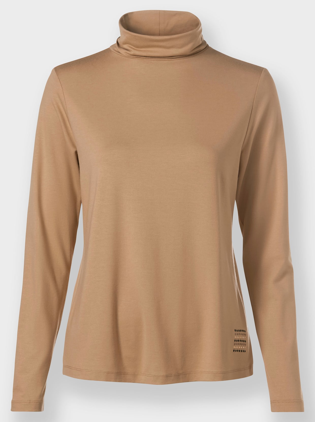 Shirt met rolkraag - camel
