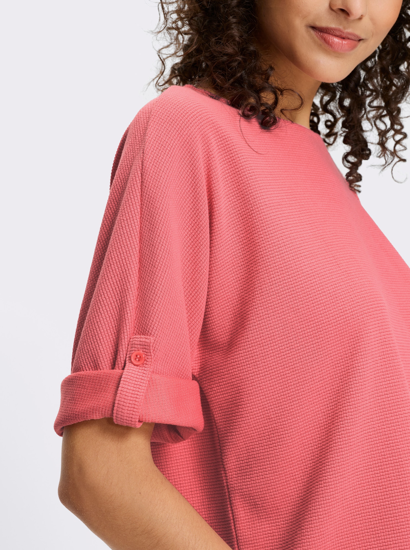 heine T-shirt à manches chauve-souris en qualité piqué - rose flamant