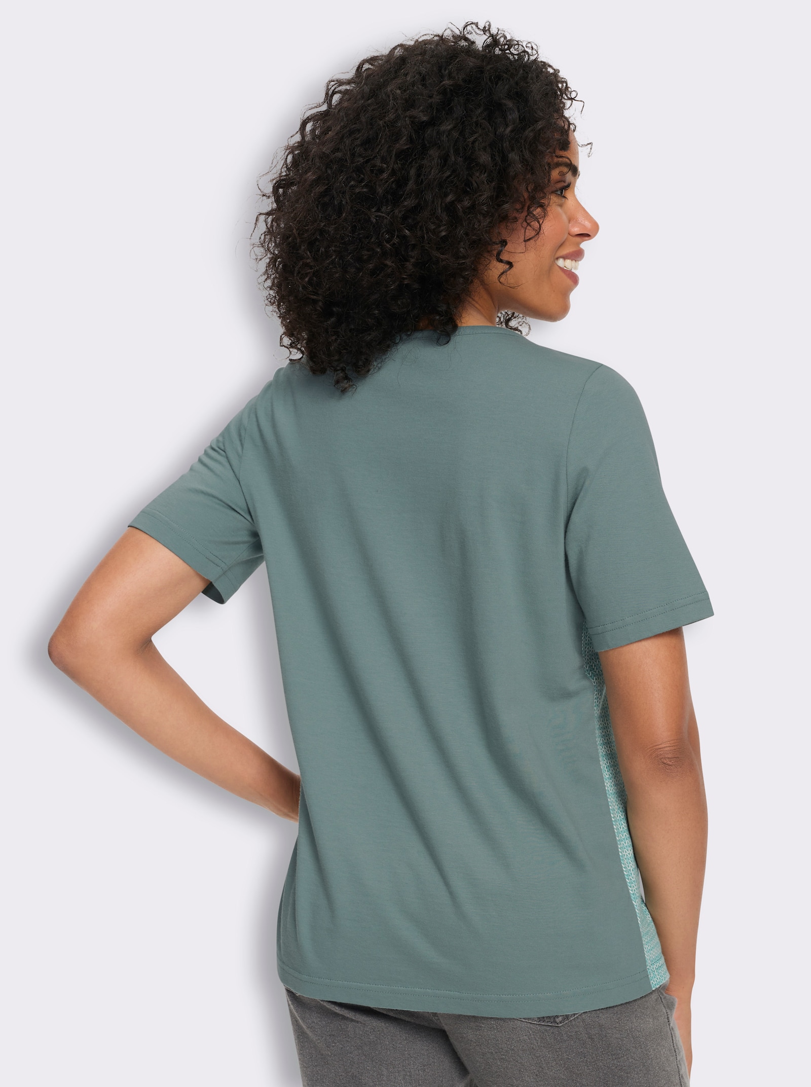 Shirt met korte mouwen in mêleelook - jade/kalkmint bedrukt