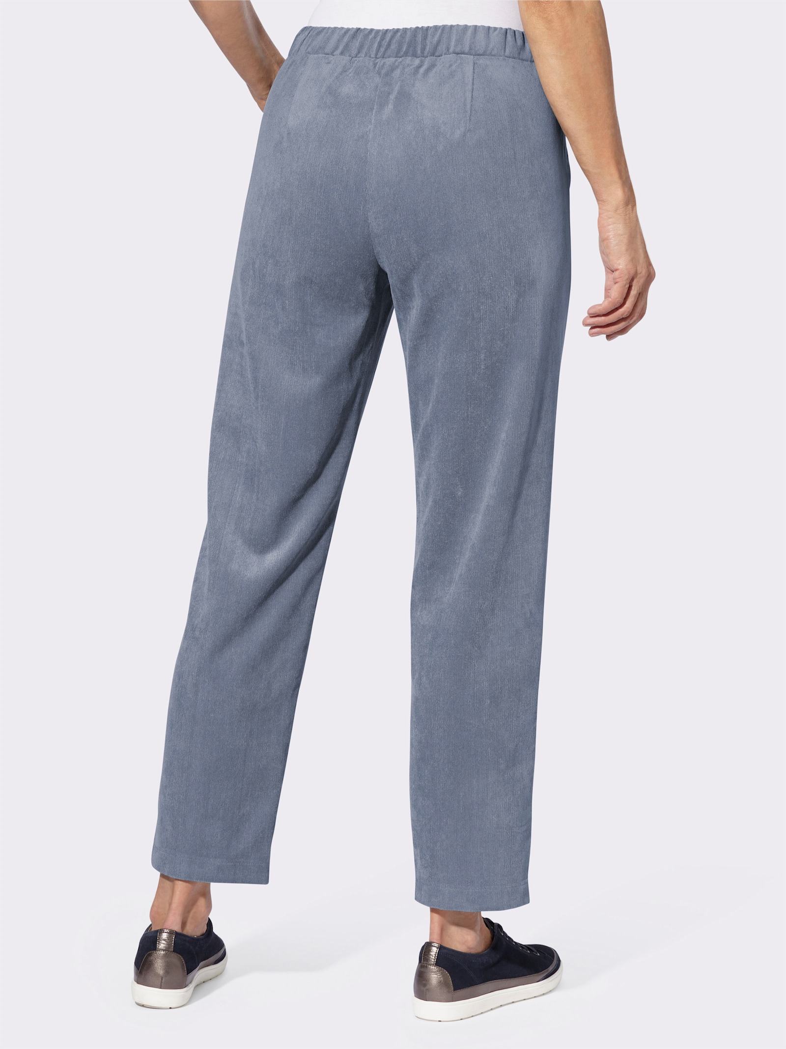Cordhose in knöchelfreier Länge - taubenblau